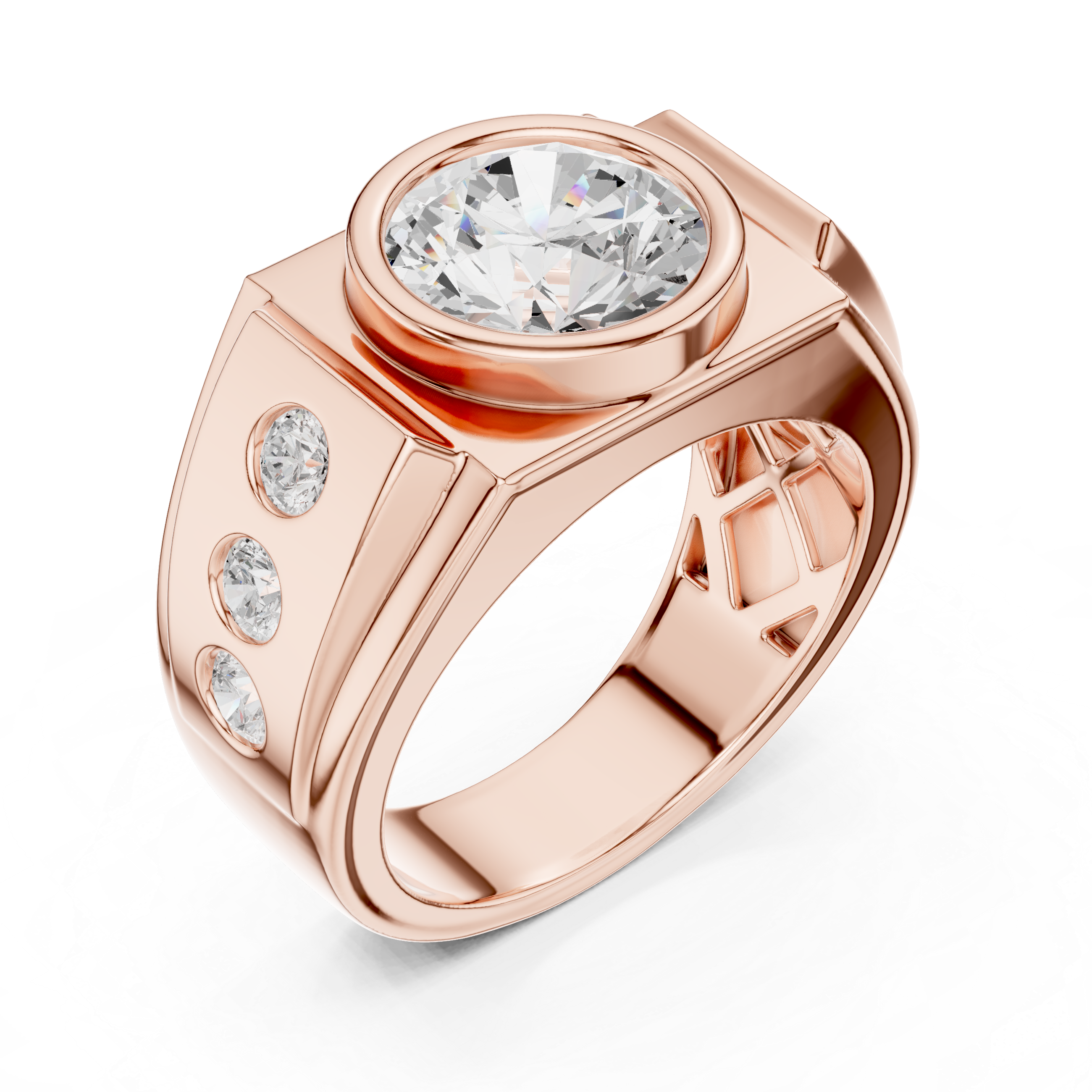 Contemporary Wide Band Diamond Ring for Men