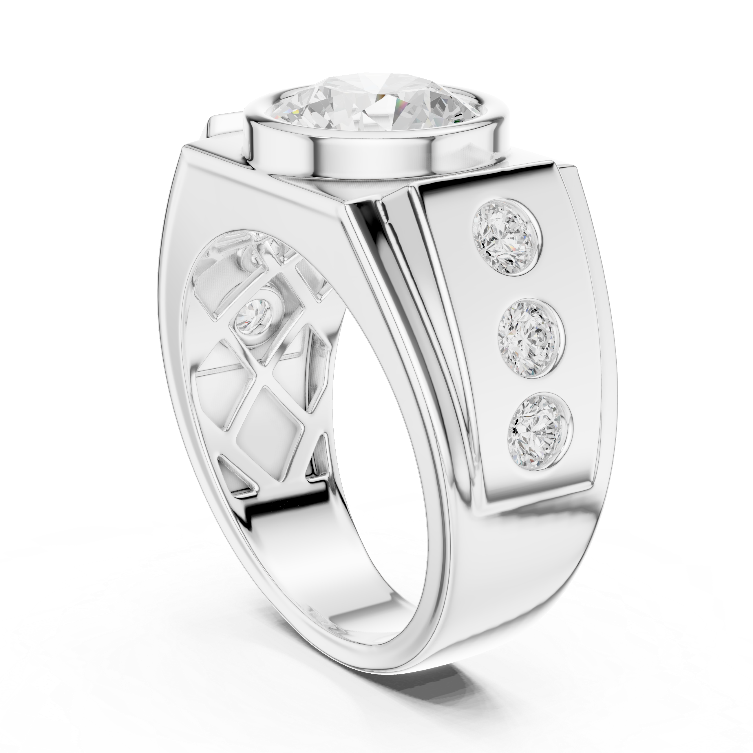 Contemporary Wide Band Diamond Ring for Men