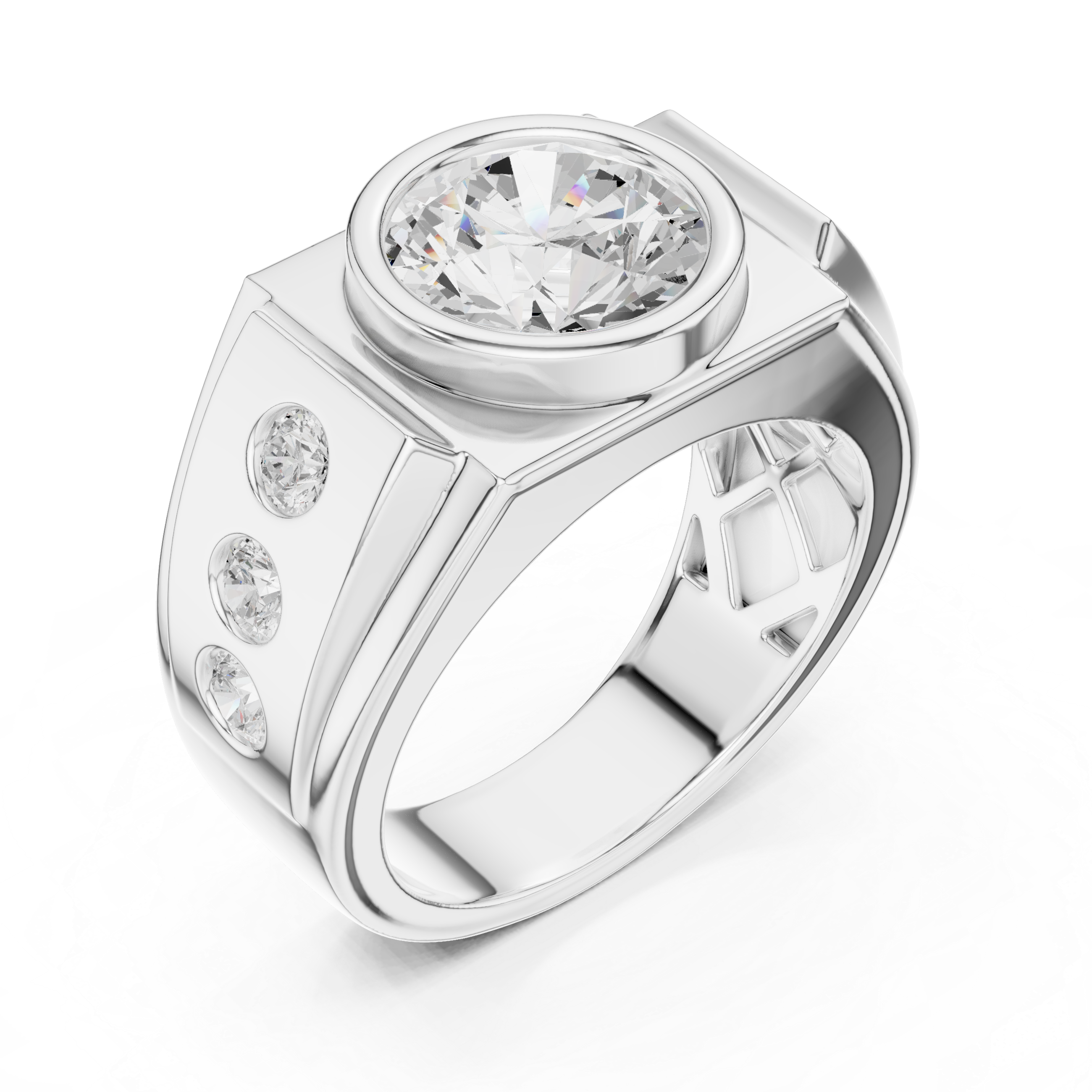 Contemporary Wide Band Diamond Ring for Men
