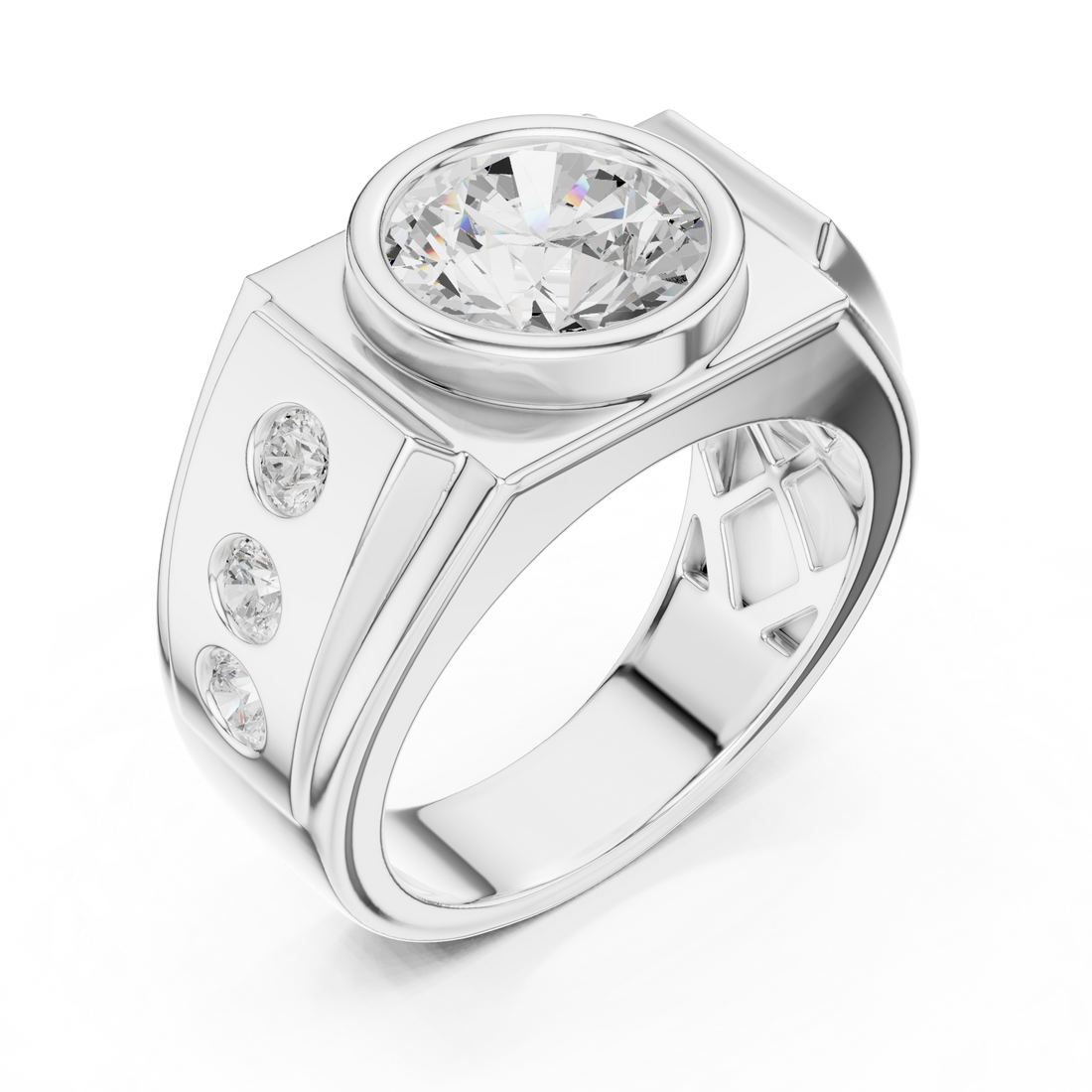 Contemporary Wide Band Diamond Ring for Men