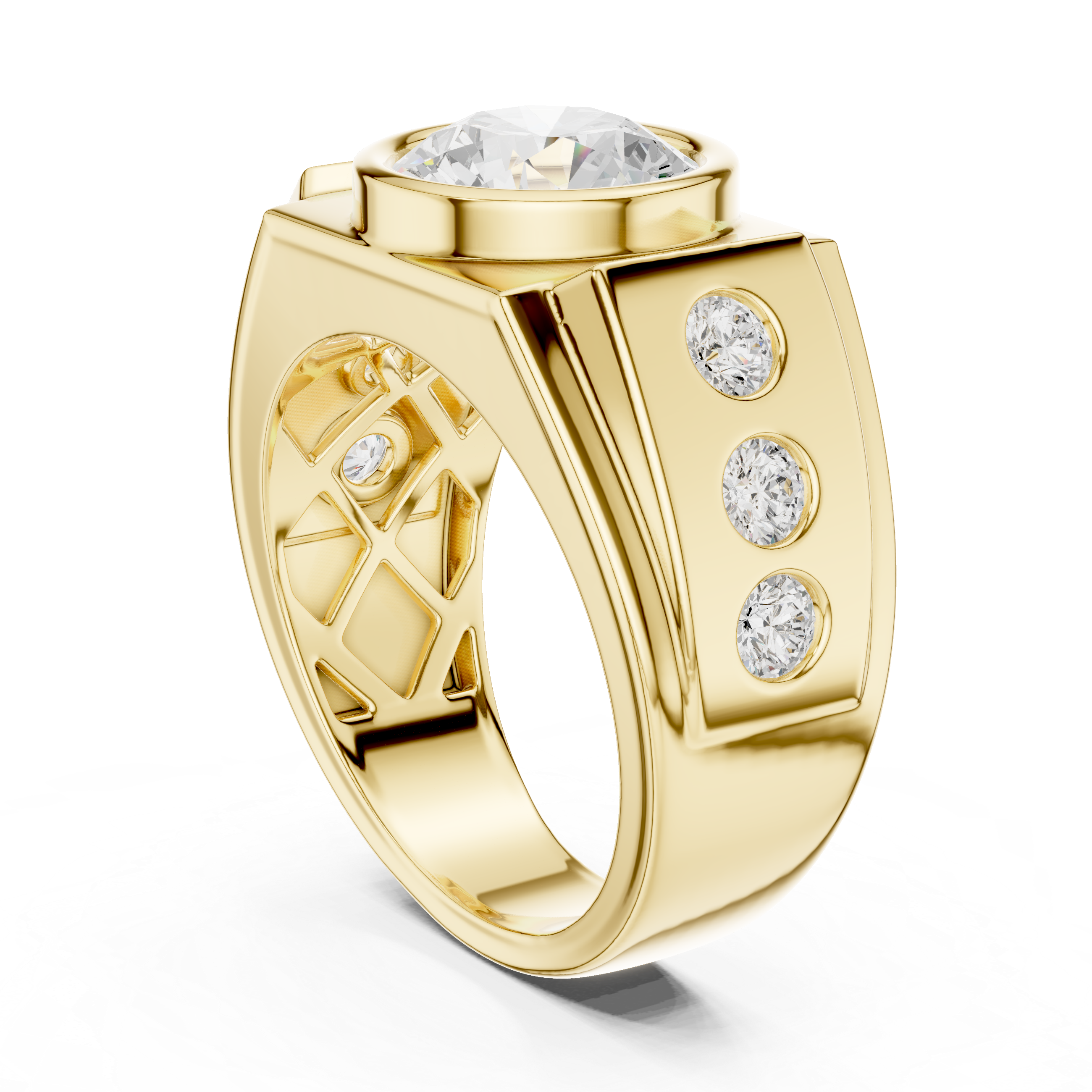 Contemporary Wide Band Diamond Ring for Men