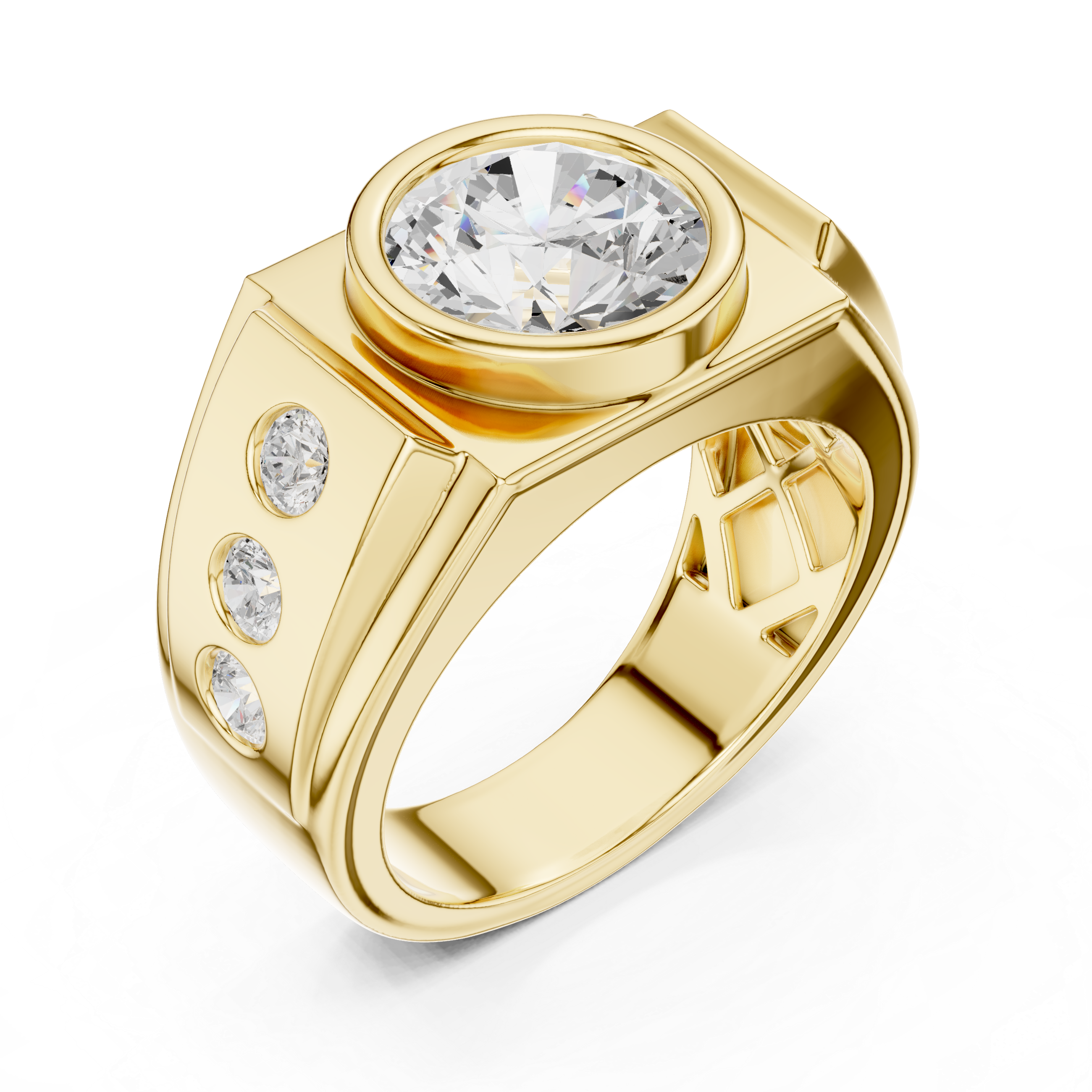 Contemporary Wide Band Diamond Ring for Men