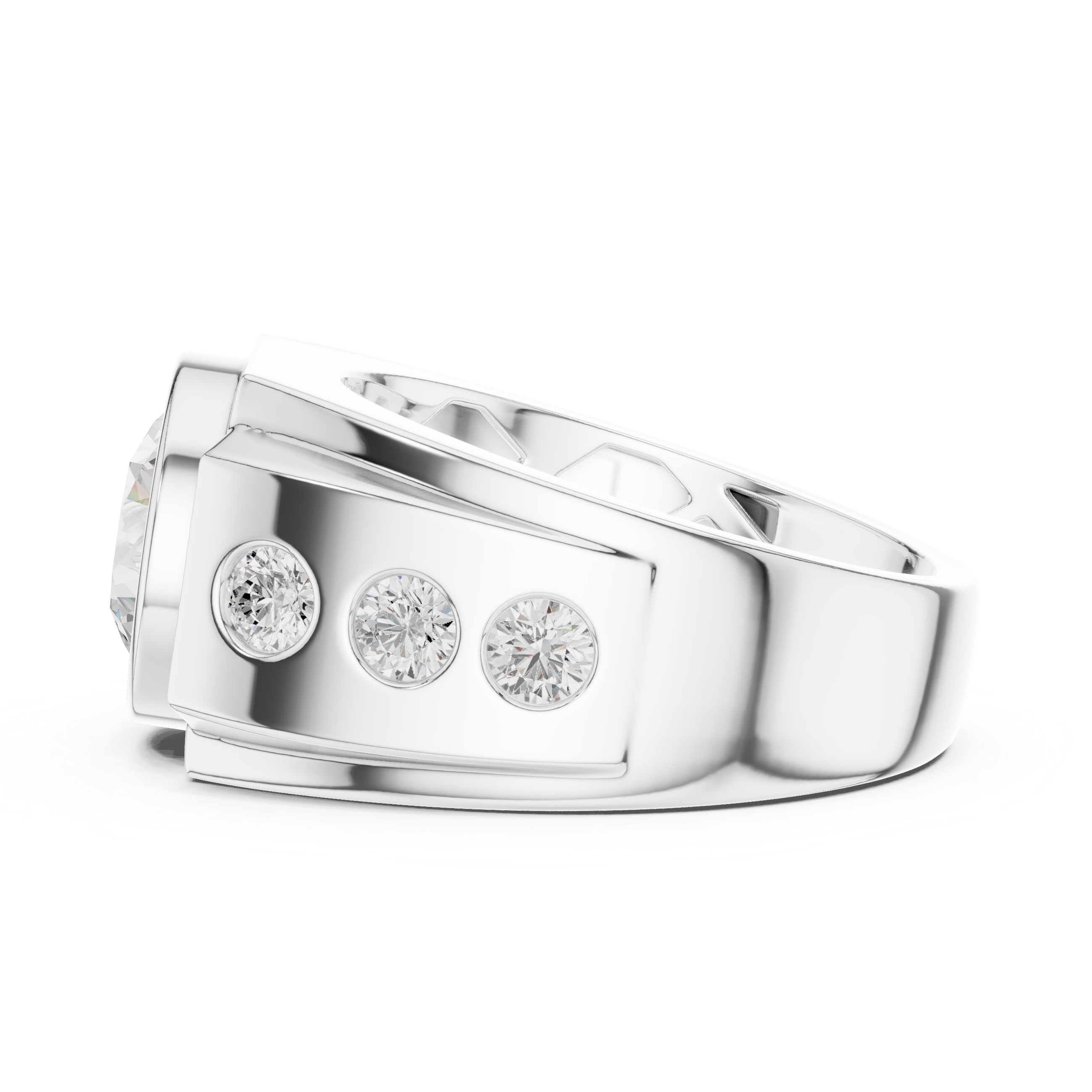 Contemporary Wide Band Diamond Ring for Men