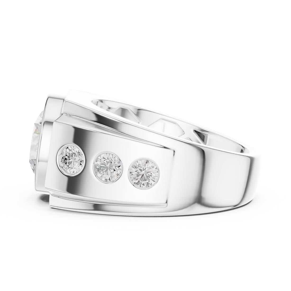 Contemporary Wide Band Diamond Ring for Men