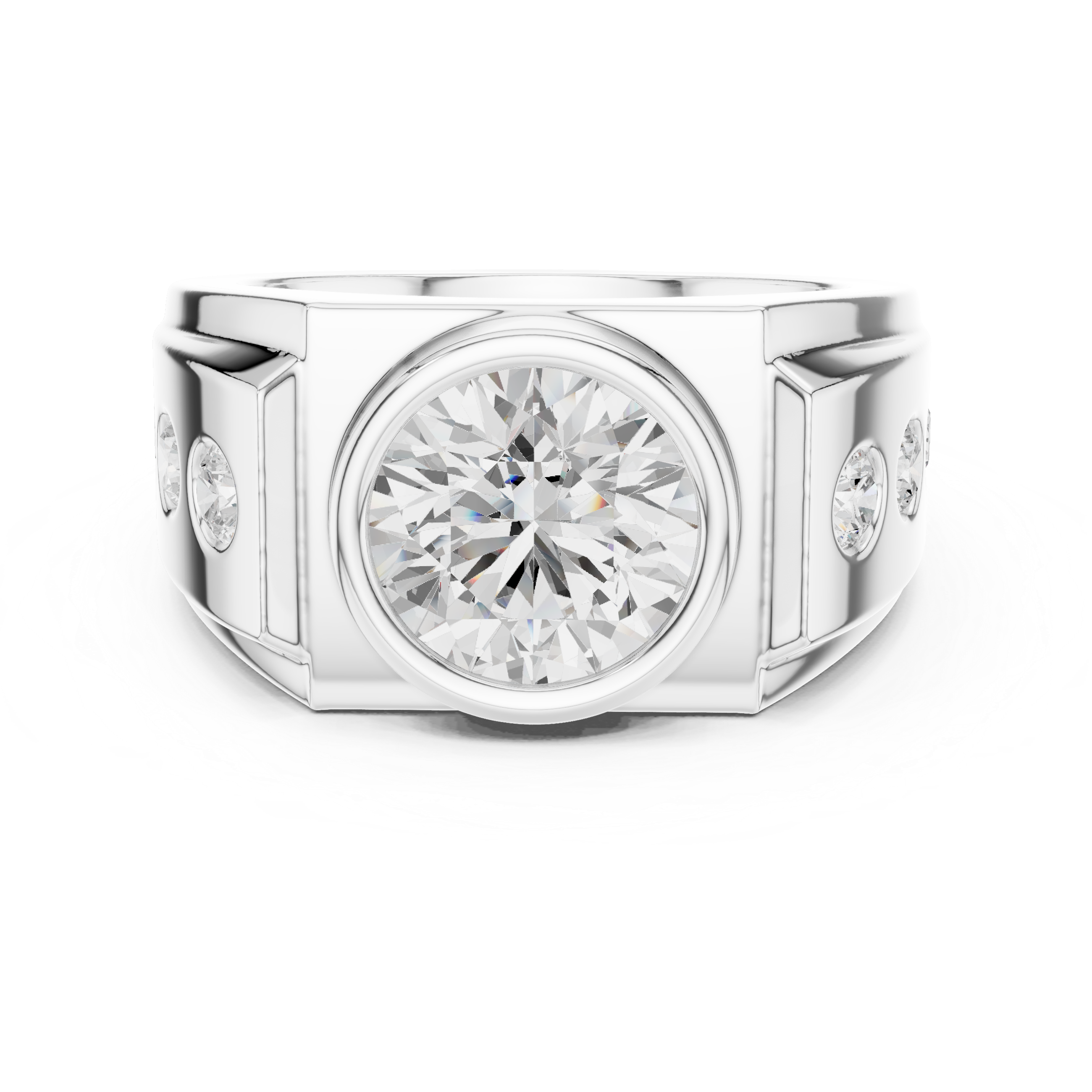 Contemporary Wide Band Diamond Ring for Men