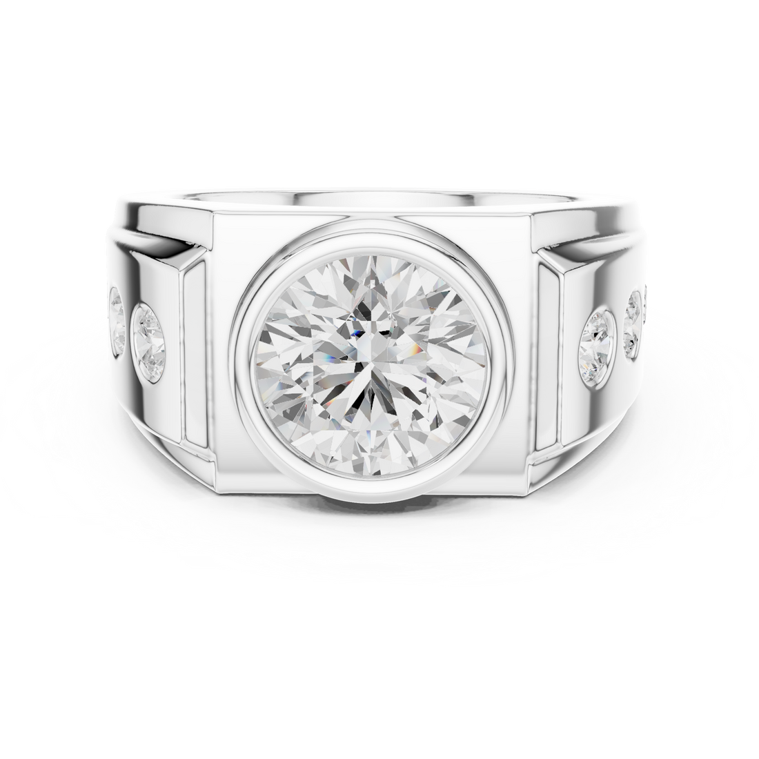 Contemporary Wide Band Diamond Ring for Men