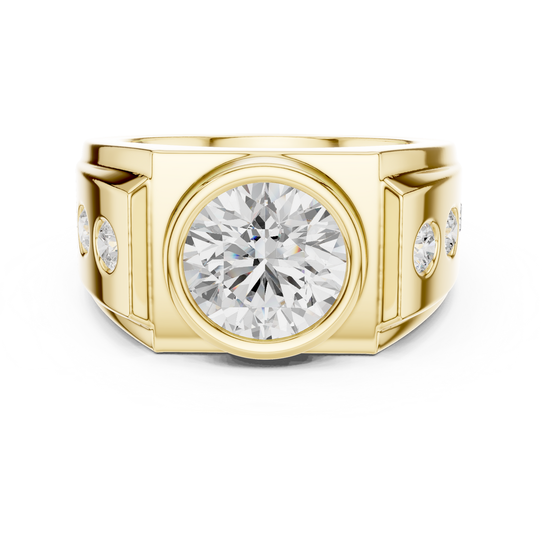 Contemporary Wide Band Diamond Ring for Men