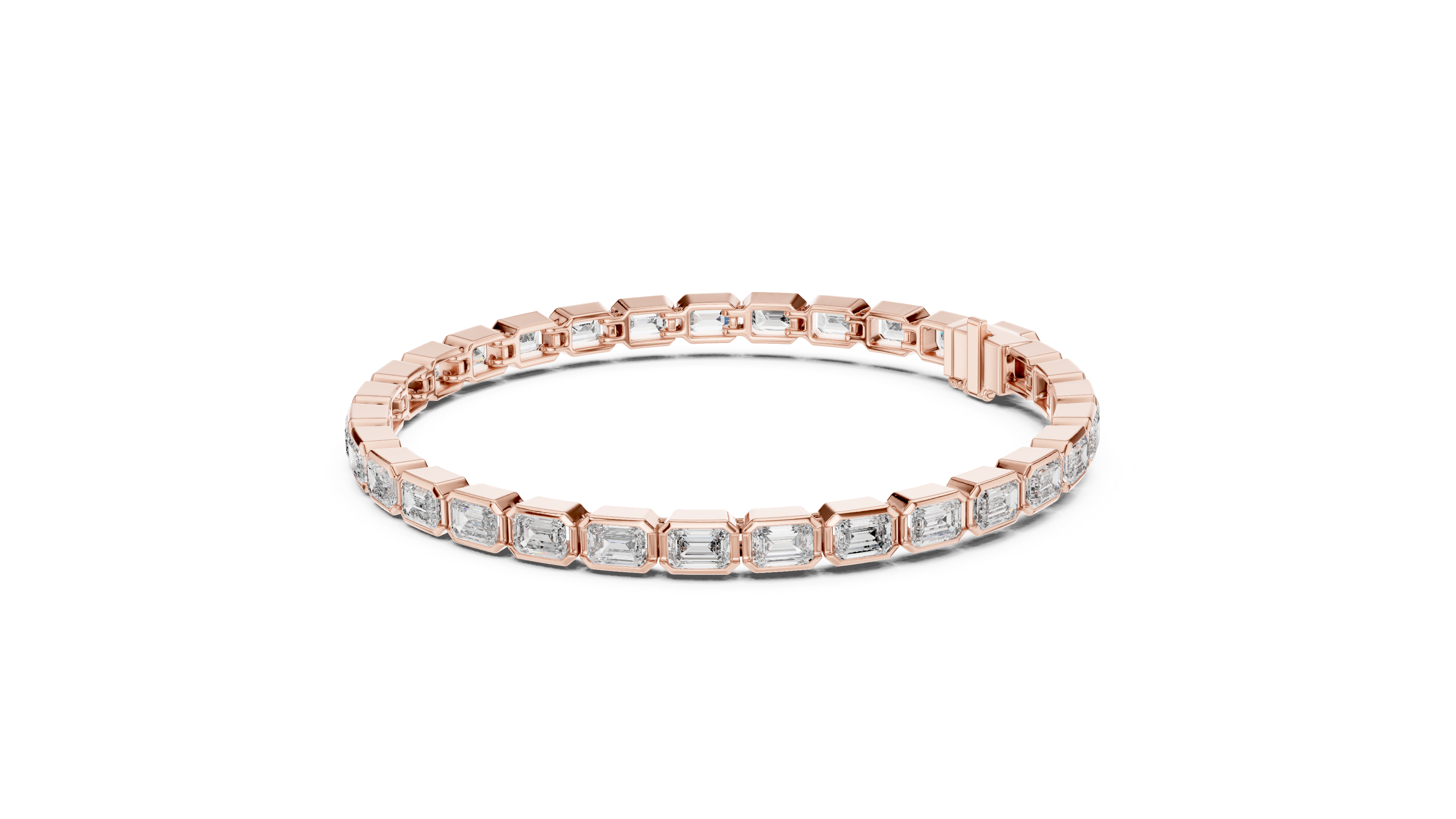 Emerald Cut Full Eternity Design | Classic Rose Gold Diamond Tennis Bracelet