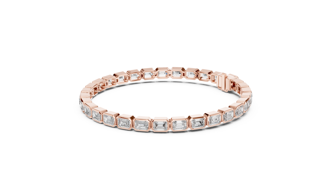 Emerald Cut Full Eternity Design | Classic Rose Gold Diamond Tennis Bracelet