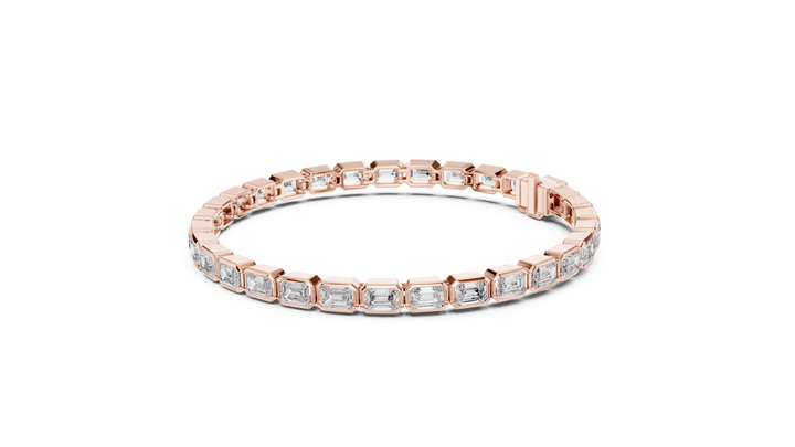 Emerald Cut Full Eternity Design | Classic Rose Gold Diamond Tennis Bracelet