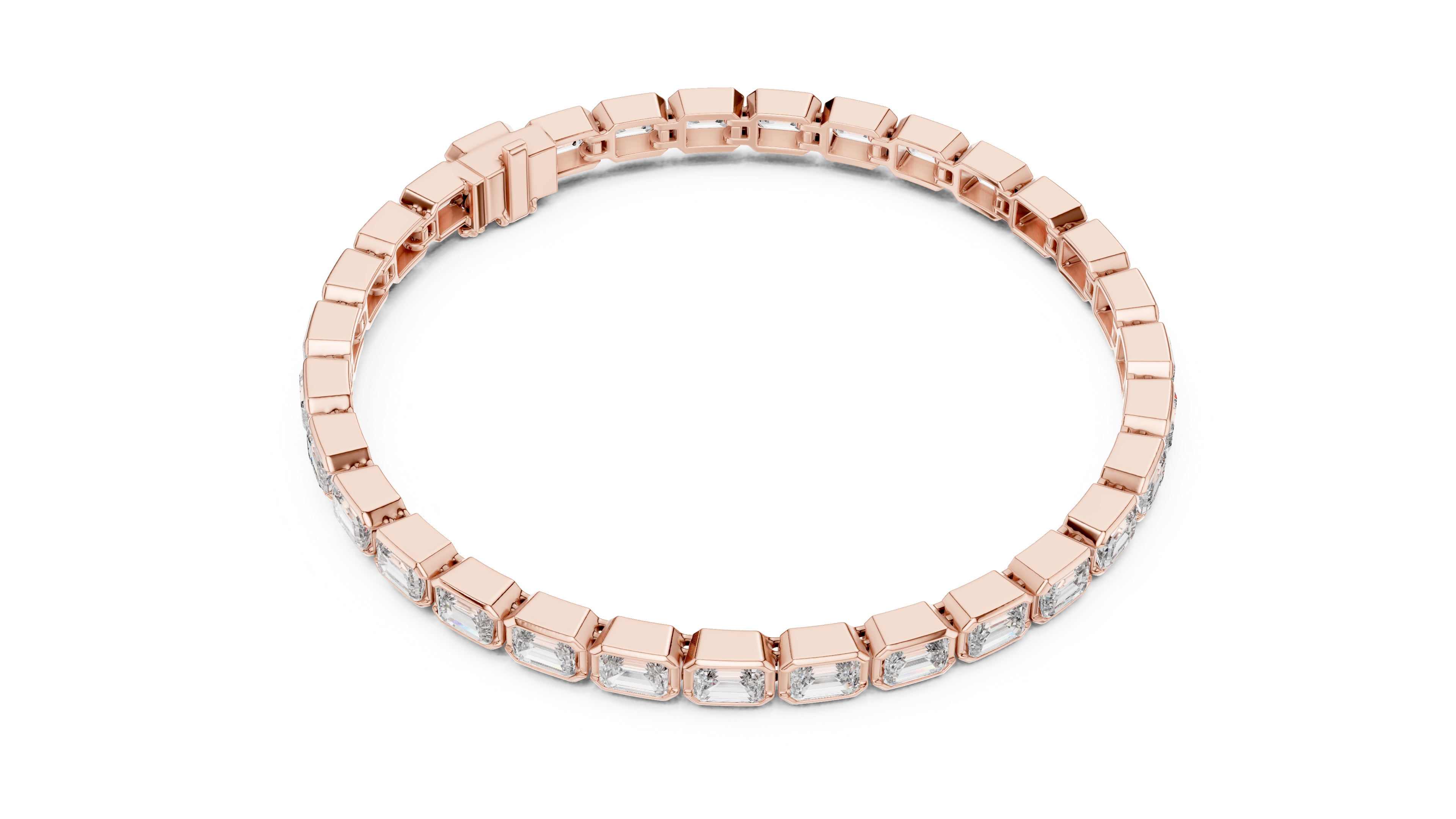 Emerald Cut Full Eternity Design | Classic Rose Gold Diamond Tennis Bracelet