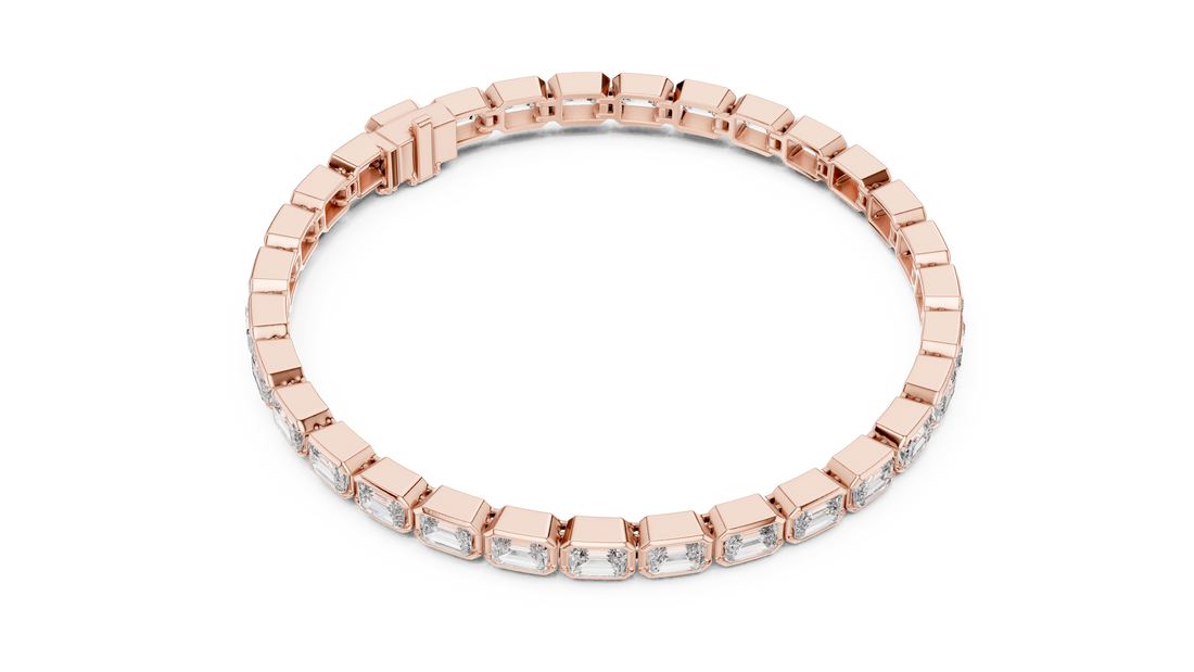 Emerald Cut Full Eternity Design | Classic Rose Gold Diamond Tennis Bracelet