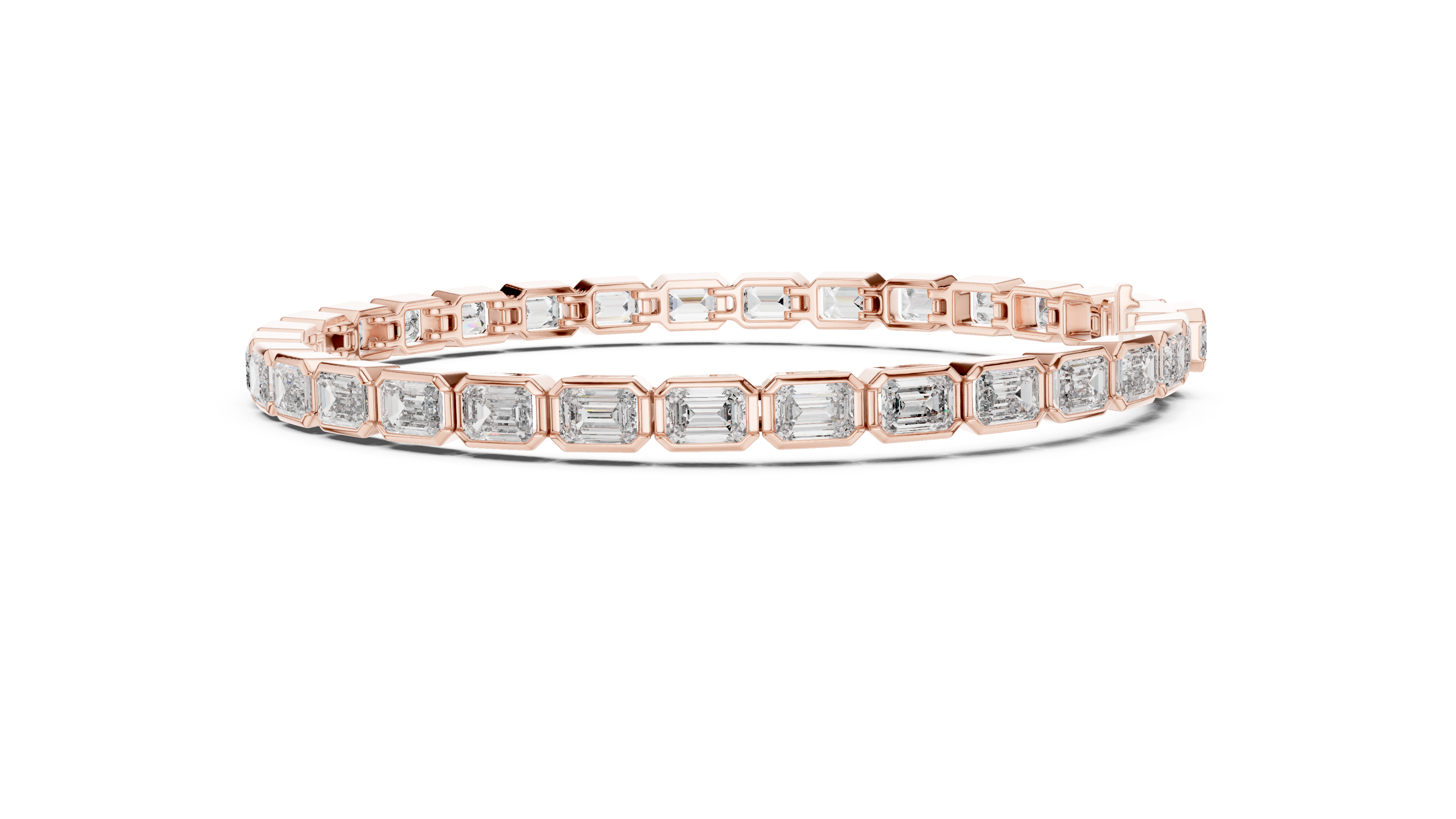 Emerald Cut Full Eternity Design | Classic Rose Gold Diamond Tennis Bracelet