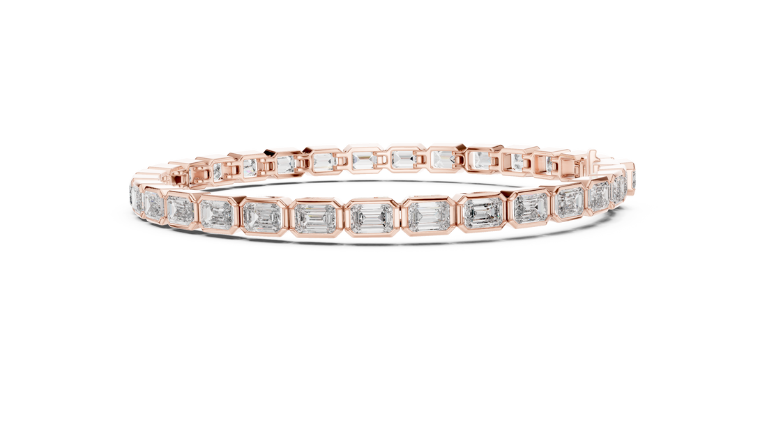 Emerald Cut Full Eternity Design | Classic Rose Gold Diamond Tennis Bracelet