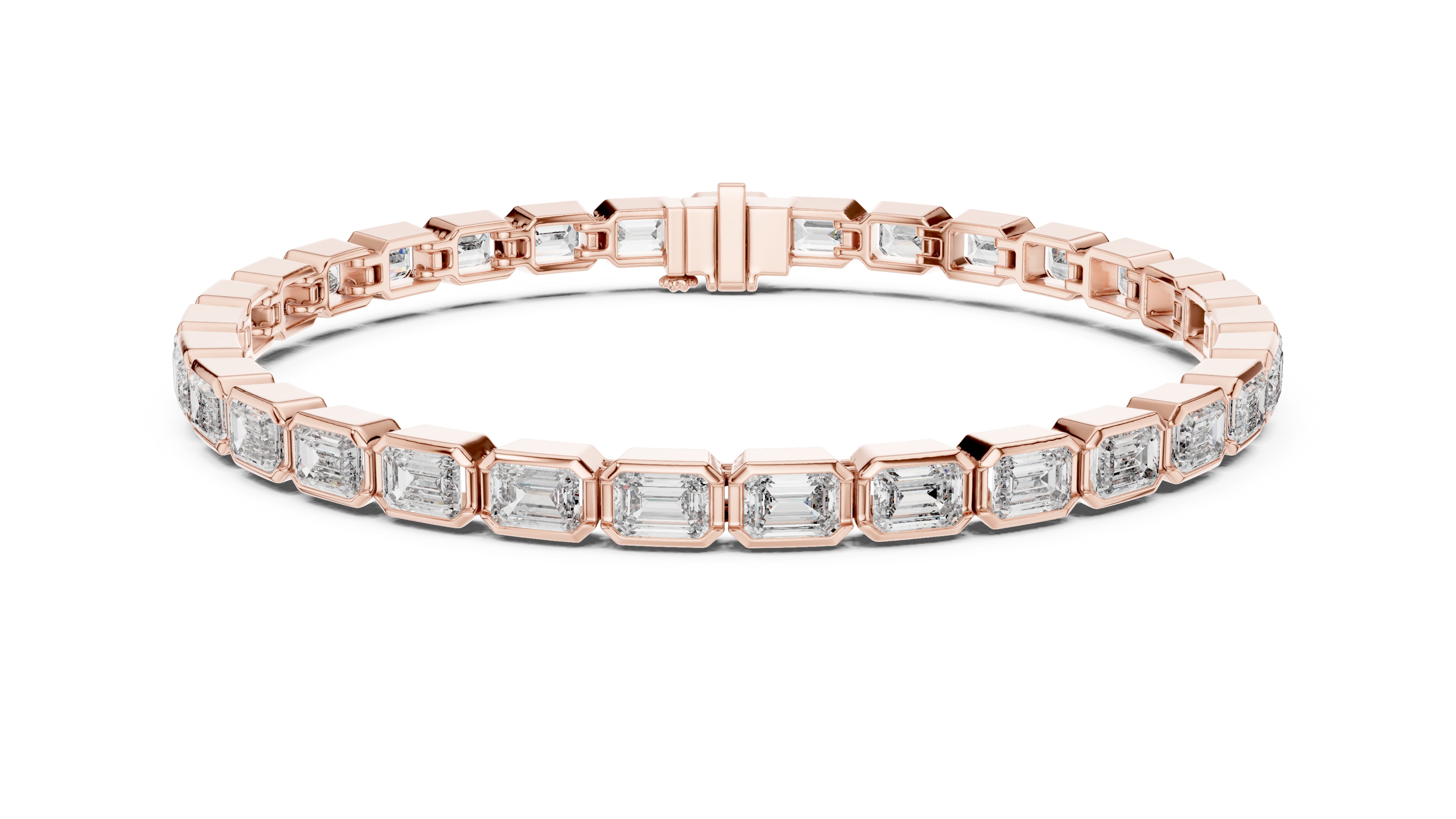 Emerald Cut Full Eternity Design | Classic Rose Gold Diamond Tennis Bracelet