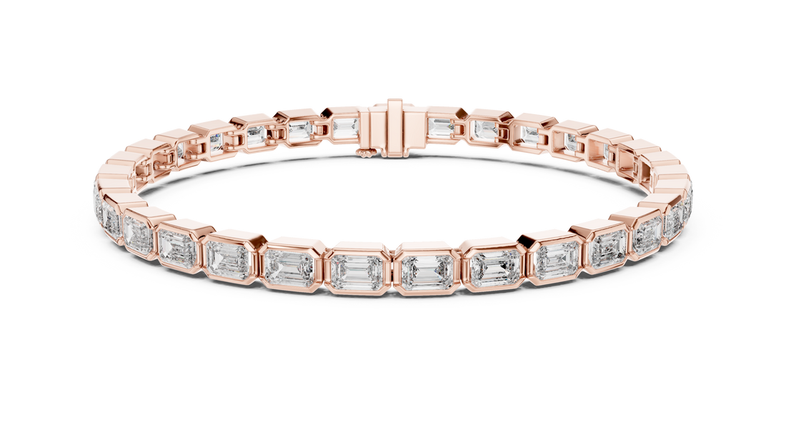 Emerald Cut Full Eternity Design | Classic Rose Gold Diamond Tennis Bracelet