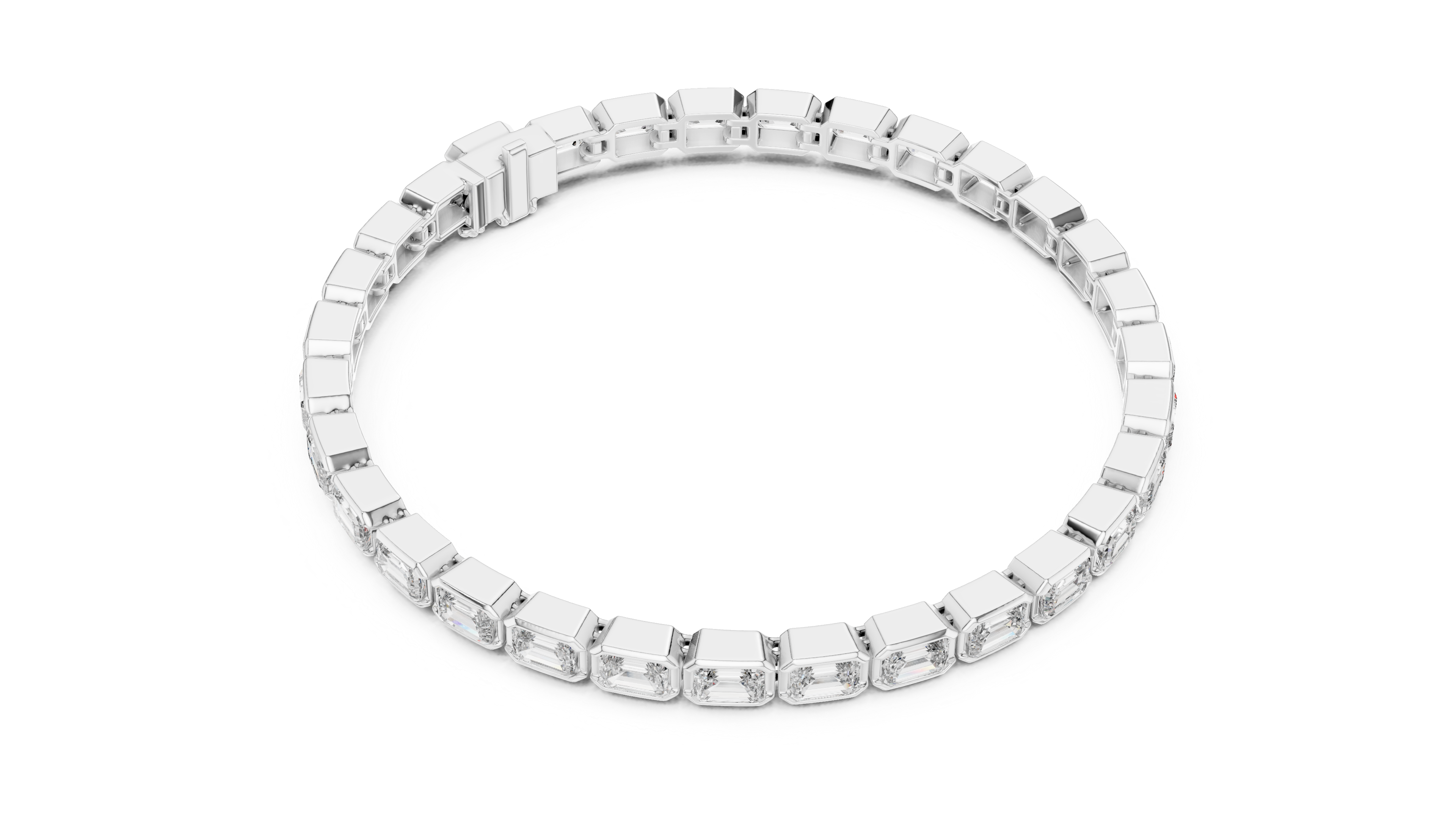 Emerald Cut Full Eternity Design | Classic Rose Gold Diamond Tennis Bracelet