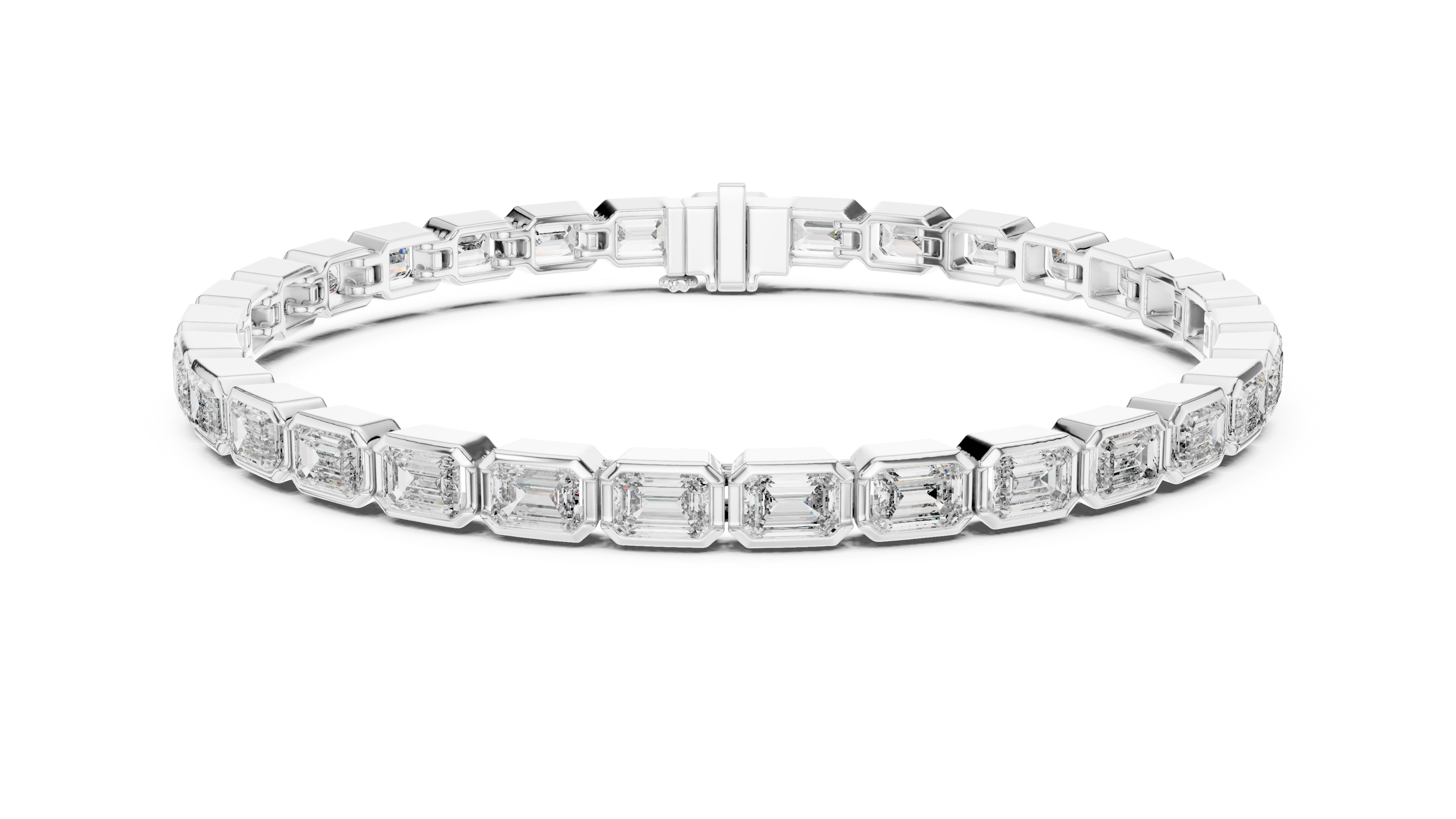 Emerald Cut Full Eternity Design | Classic Rose Gold Diamond Tennis Bracelet