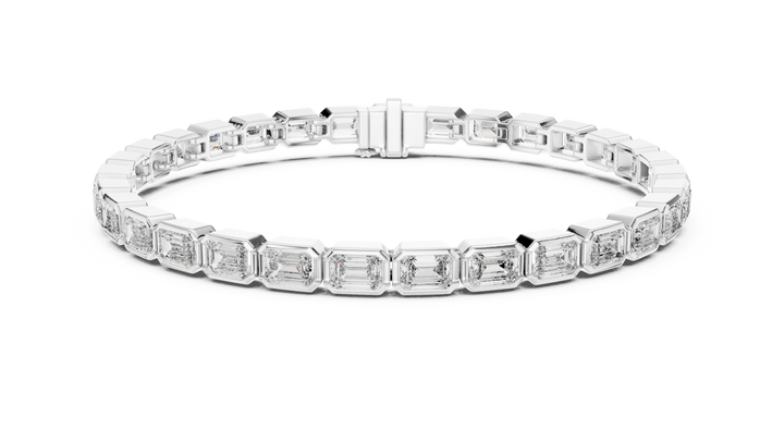 Emerald Cut Full Eternity Design | Classic Rose Gold Diamond Tennis Bracelet