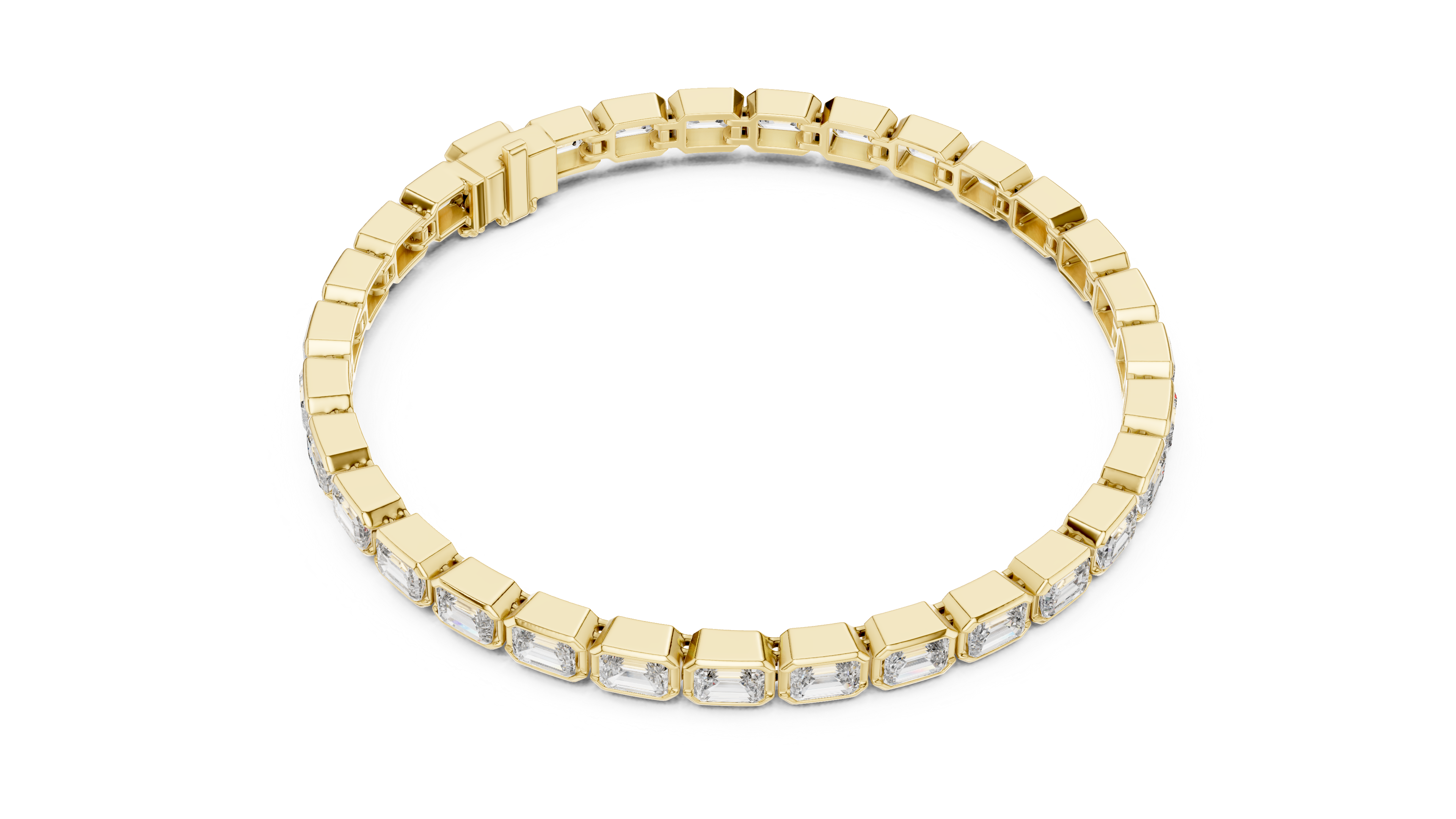 Emerald Cut Full Eternity Design | Classic Rose Gold Diamond Tennis Bracelet