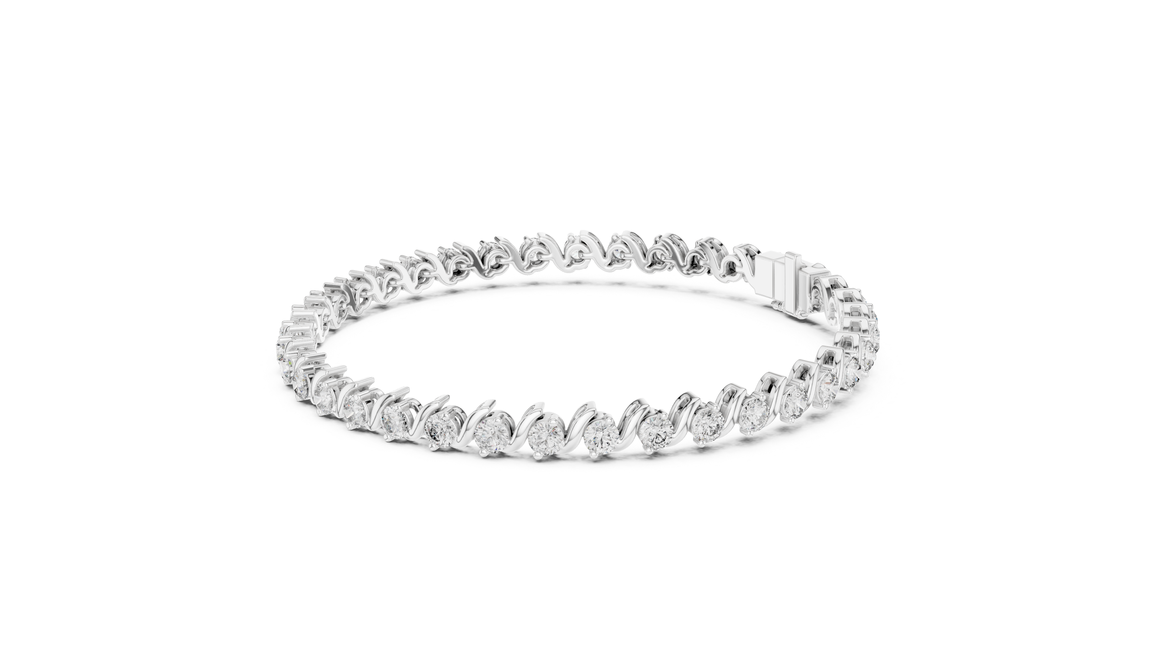 Elegant Diamond Bracelet with Wave Design in Rose Gold | Round Cut Tennis Style Jewelry for Women