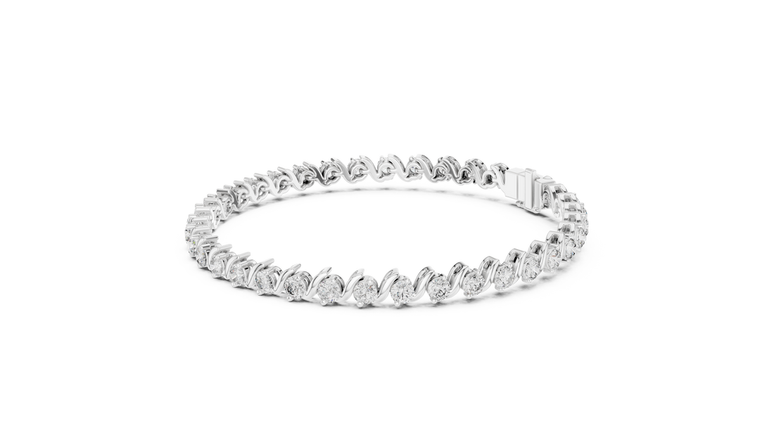 Elegant Diamond Bracelet with Wave Design in Rose Gold | Round Cut Tennis Style Jewelry for Women