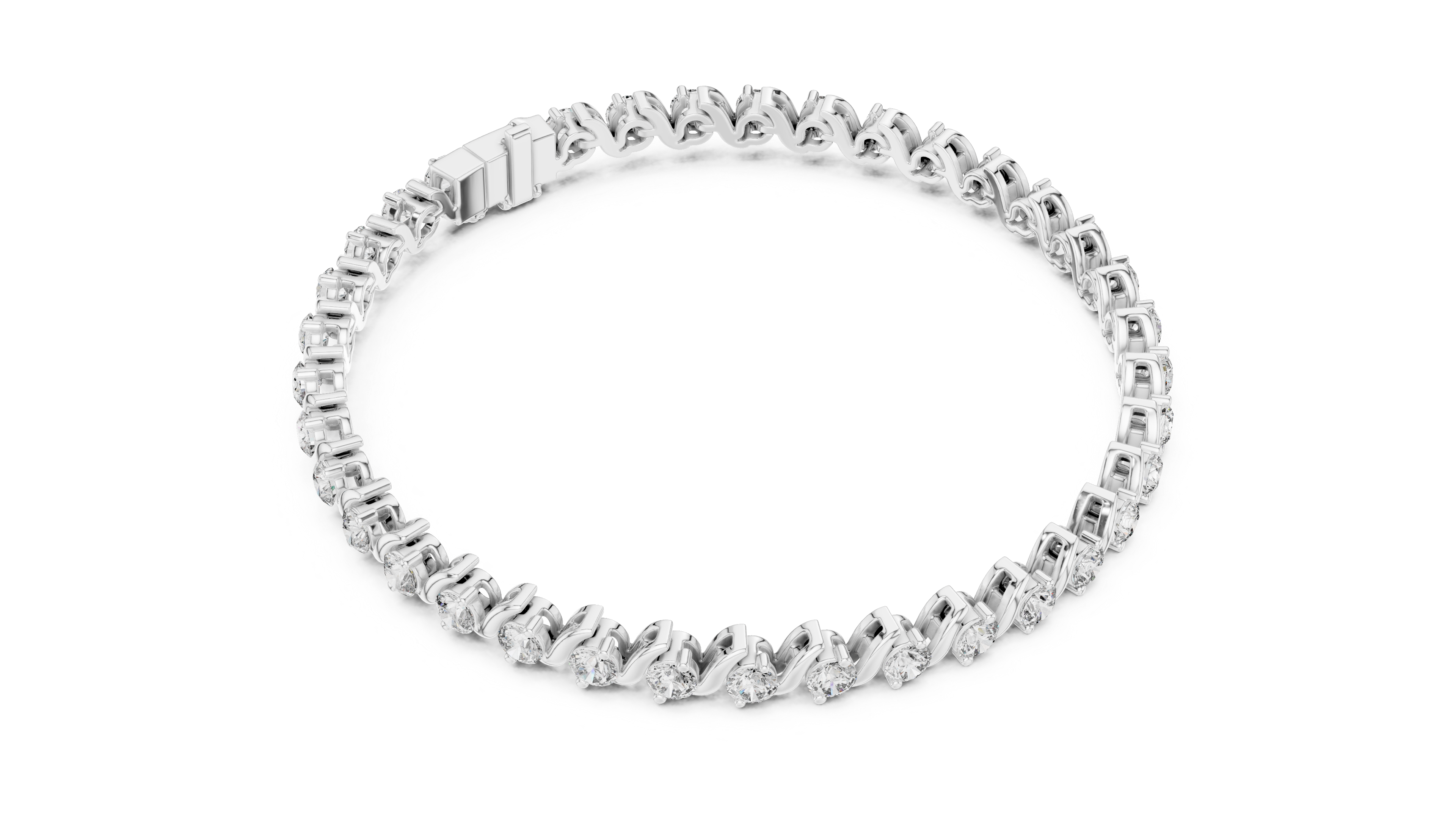 Elegant Diamond Bracelet with Wave Design in Rose Gold | Round Cut Tennis Style Jewelry for Women