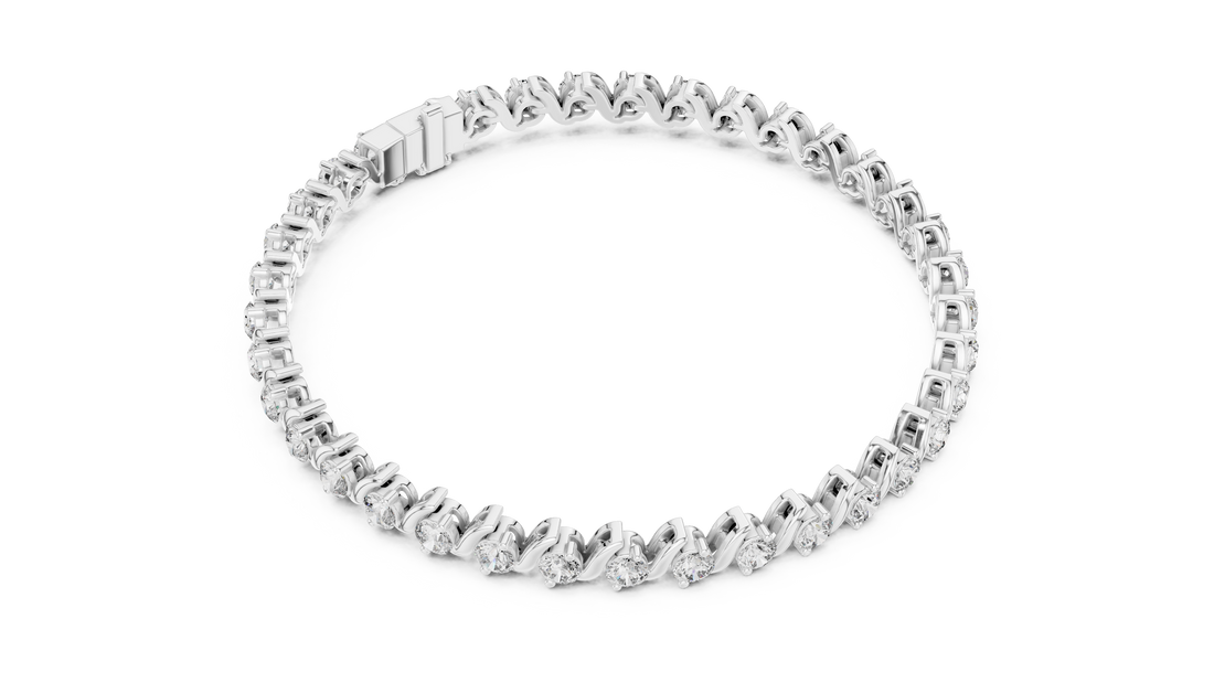 Elegant Diamond Bracelet with Wave Design in Rose Gold | Round Cut Tennis Style Jewelry for Women