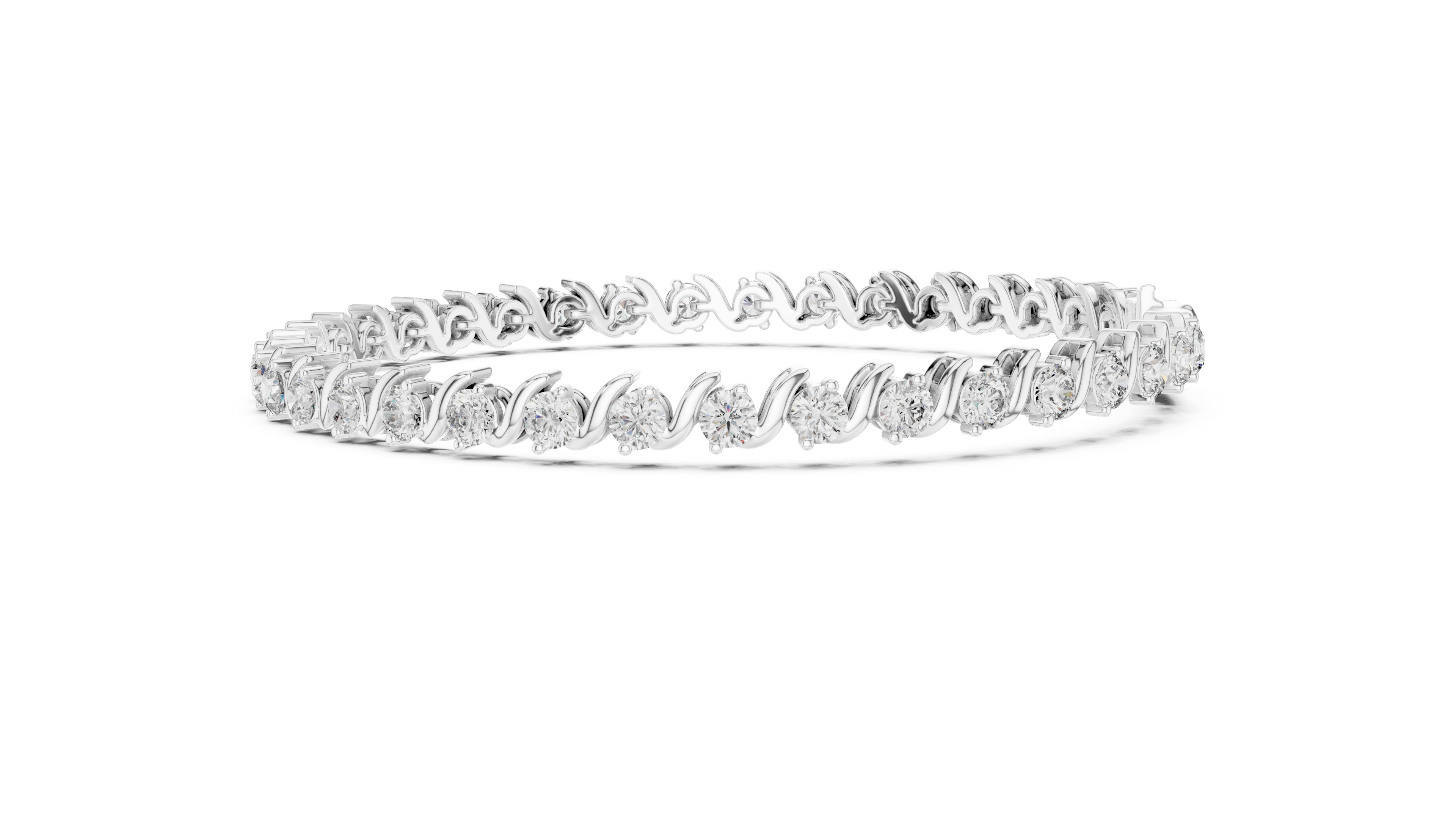 Elegant Diamond Bracelet with Wave Design in Rose Gold | Round Cut Tennis Style Jewelry for Women