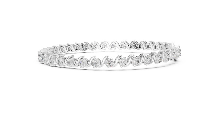 Elegant Diamond Bracelet with Wave Design in Rose Gold | Round Cut Tennis Style Jewelry for Women