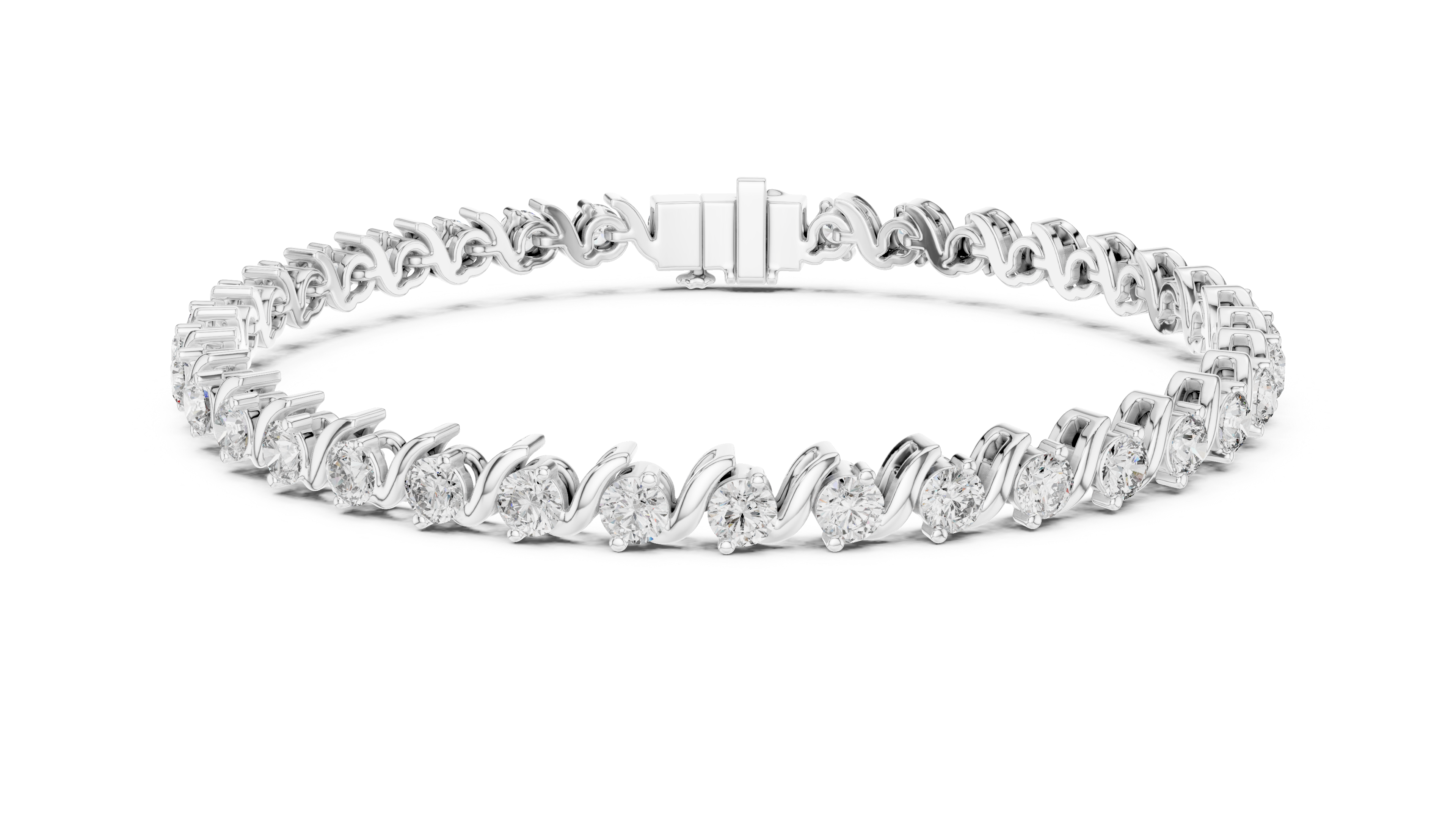Elegant Diamond Bracelet with Wave Design in Rose Gold | Round Cut Tennis Style Jewelry for Women