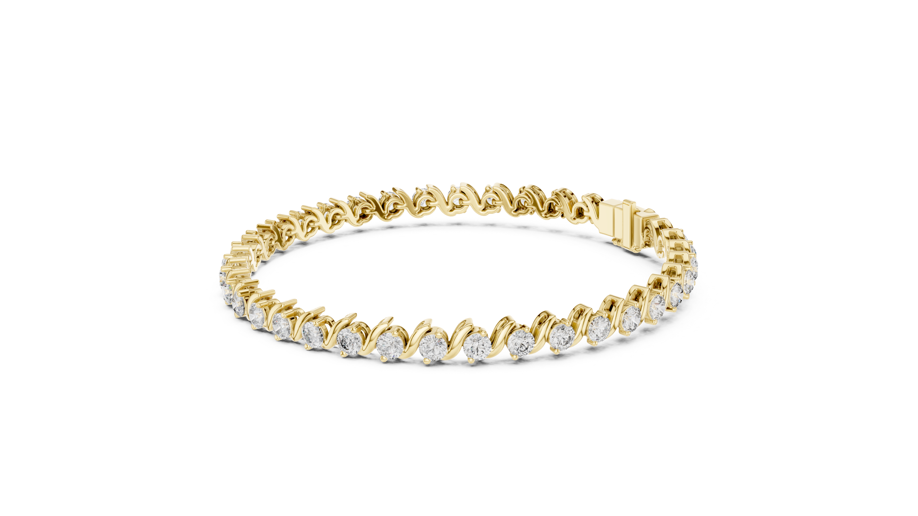 Elegant Diamond Bracelet with Wave Design in Rose Gold | Round Cut Tennis Style Jewelry for Women