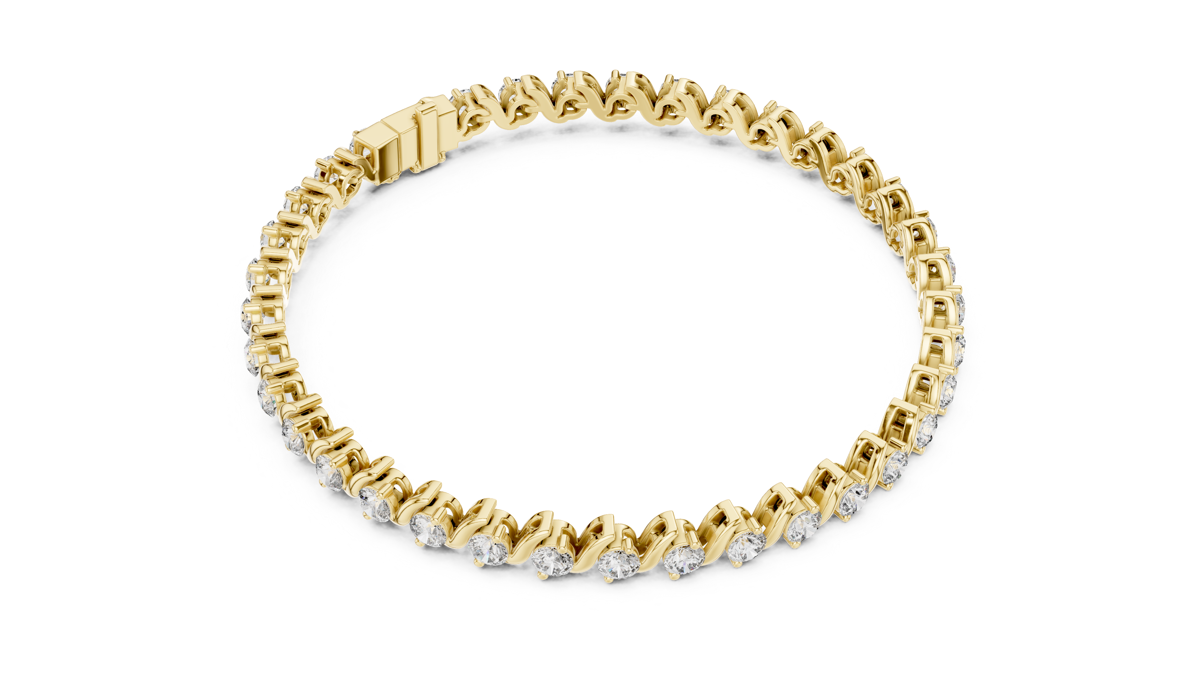 Elegant Diamond Bracelet with Wave Design in Rose Gold | Round Cut Tennis Style Jewelry for Women