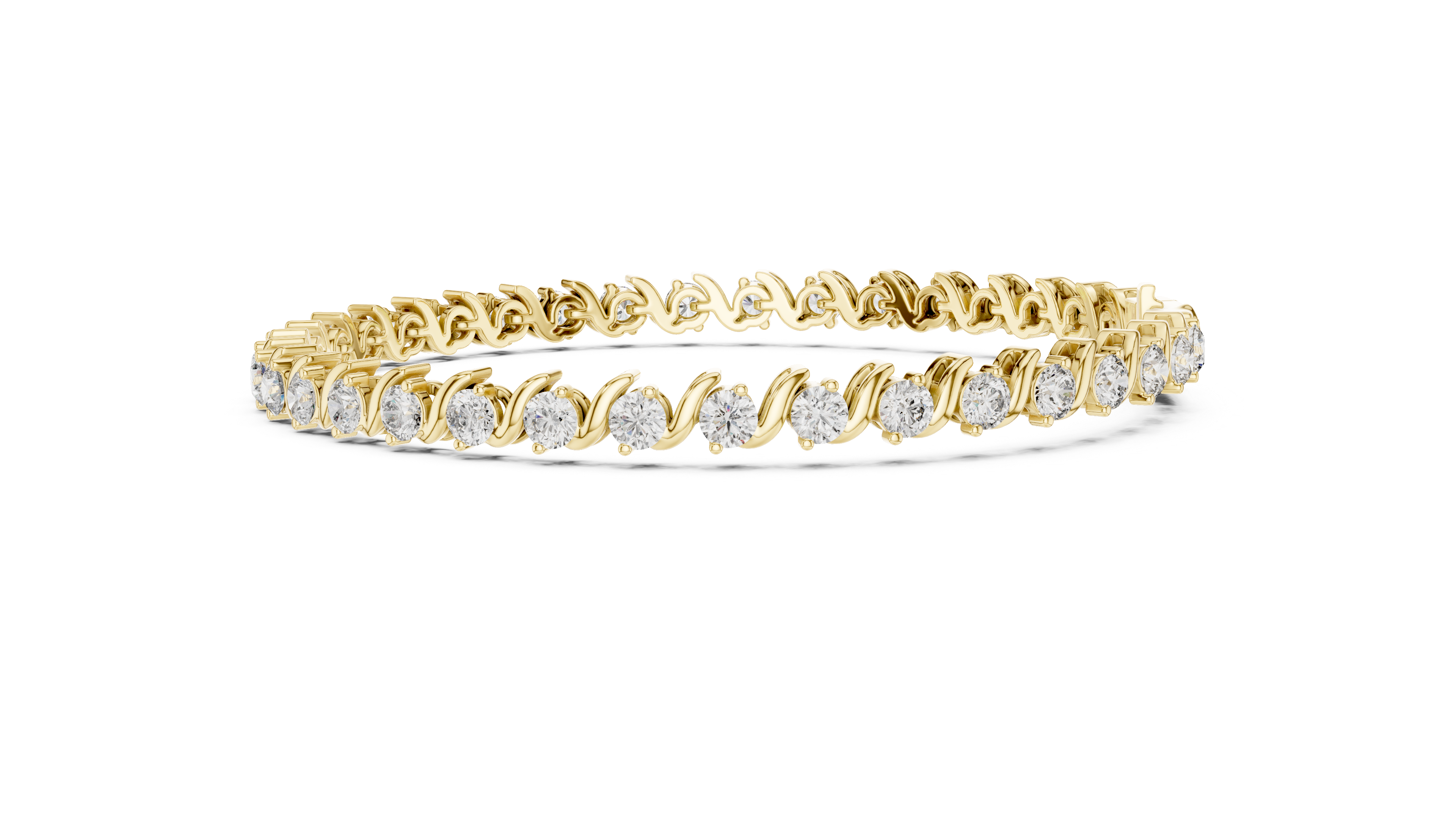 Elegant Diamond Bracelet with Wave Design in Rose Gold | Round Cut Tennis Style Jewelry for Women