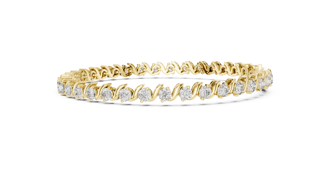 Elegant Diamond Bracelet with Wave Design in Rose Gold | Round Cut Tennis Style Jewelry for Women