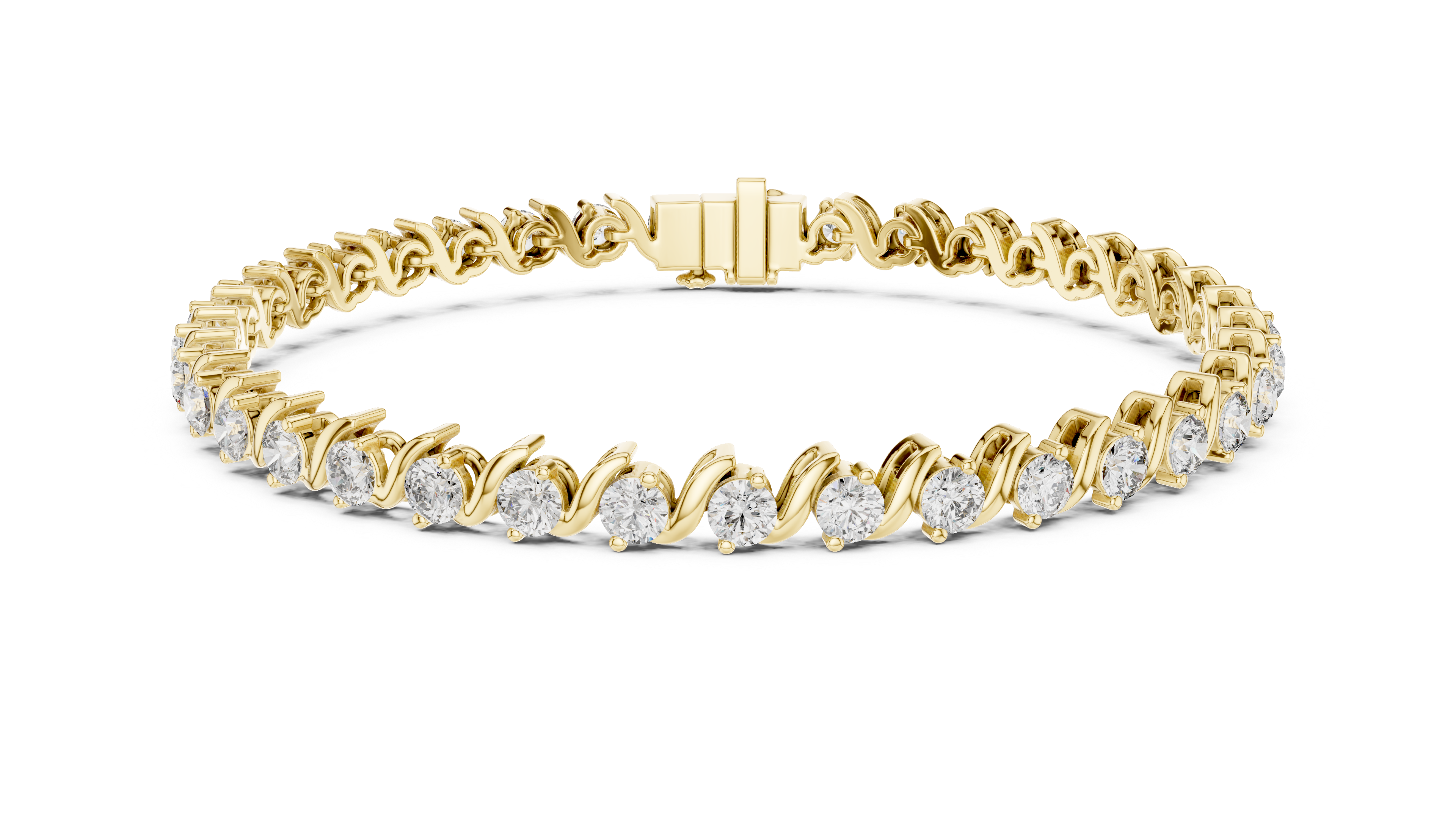 Elegant Diamond Bracelet with Wave Design in Rose Gold | Round Cut Tennis Style Jewelry for Women
