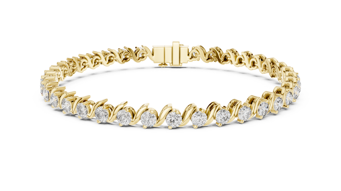 Elegant Diamond Bracelet with Wave Design in Rose Gold | Round Cut Tennis Style Jewelry for Women