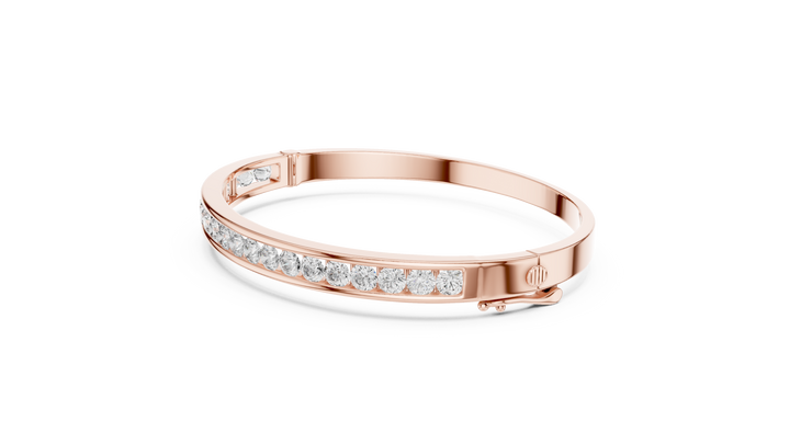 Sleek White Gold Diamond Bangle Bracelet | Channel Set Round Diamonds | Minimal Luxury Design