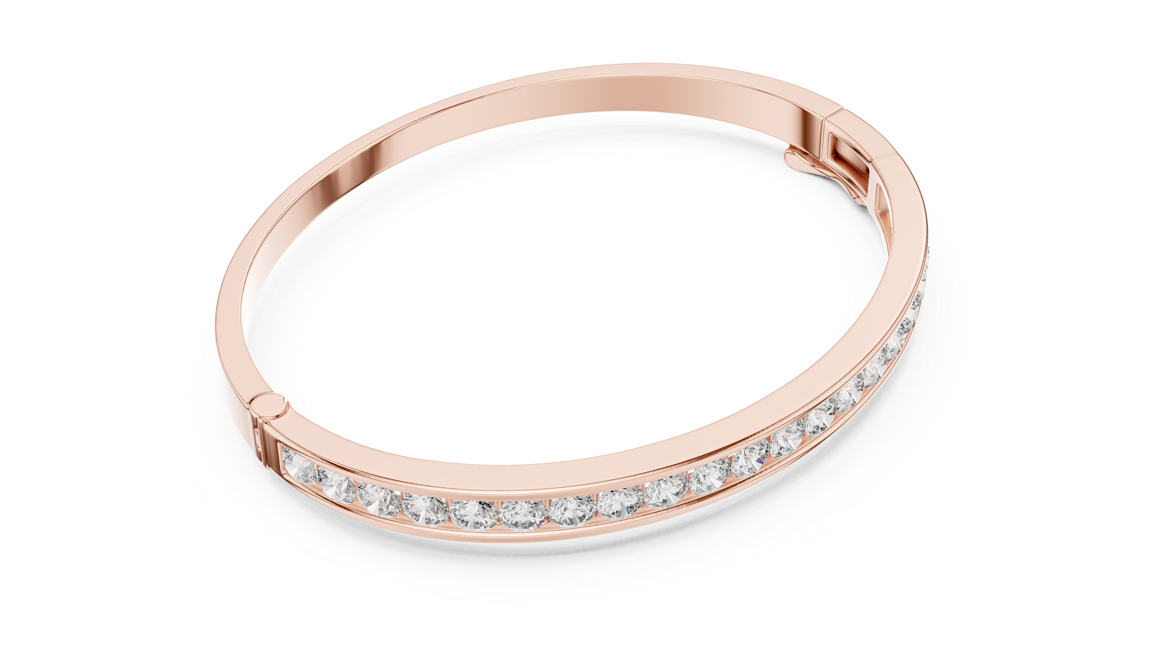 Sleek White Gold Diamond Bangle Bracelet | Channel Set Round Diamonds | Minimal Luxury Design