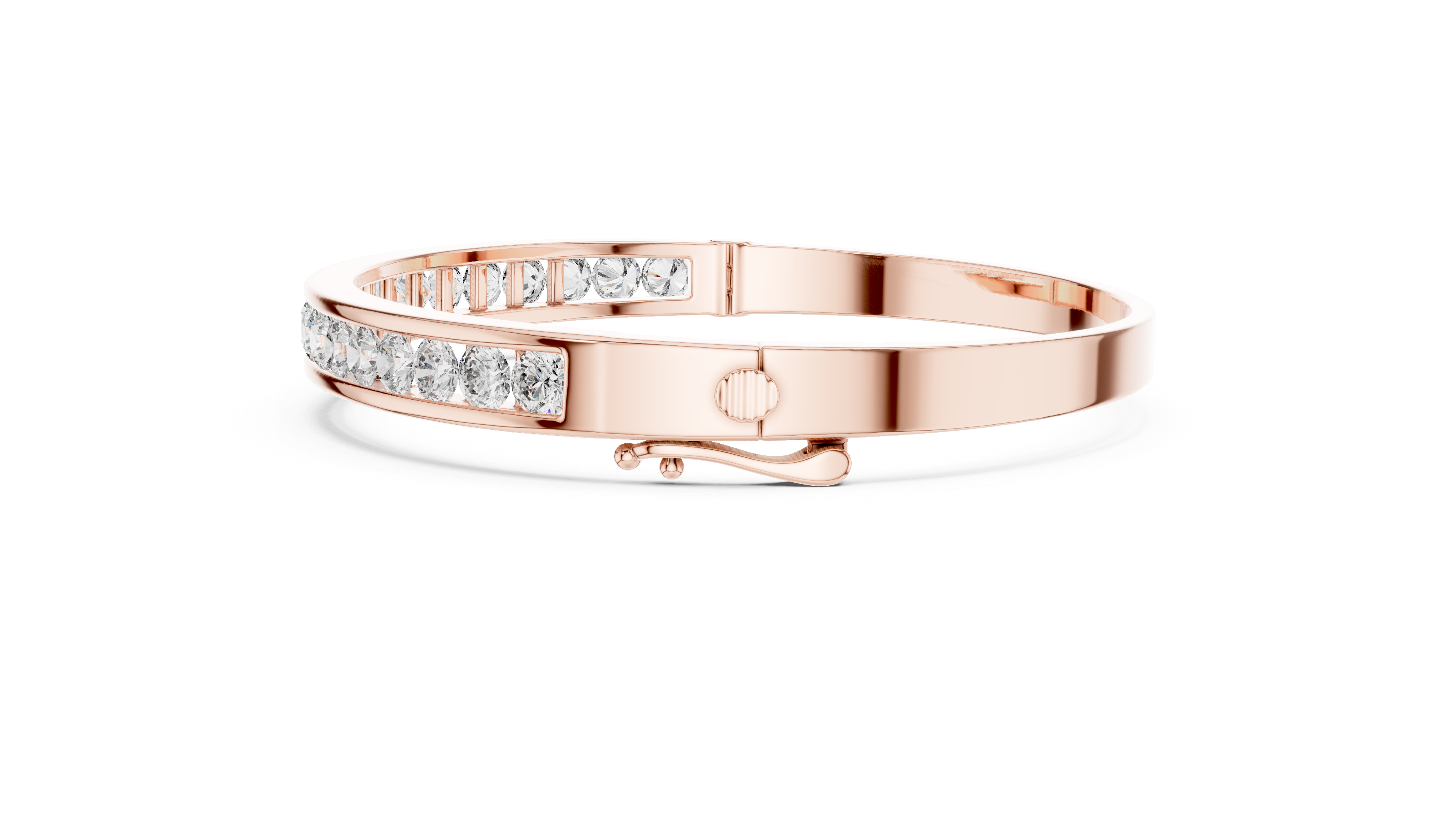 Sleek White Gold Diamond Bangle Bracelet | Channel Set Round Diamonds | Minimal Luxury Design