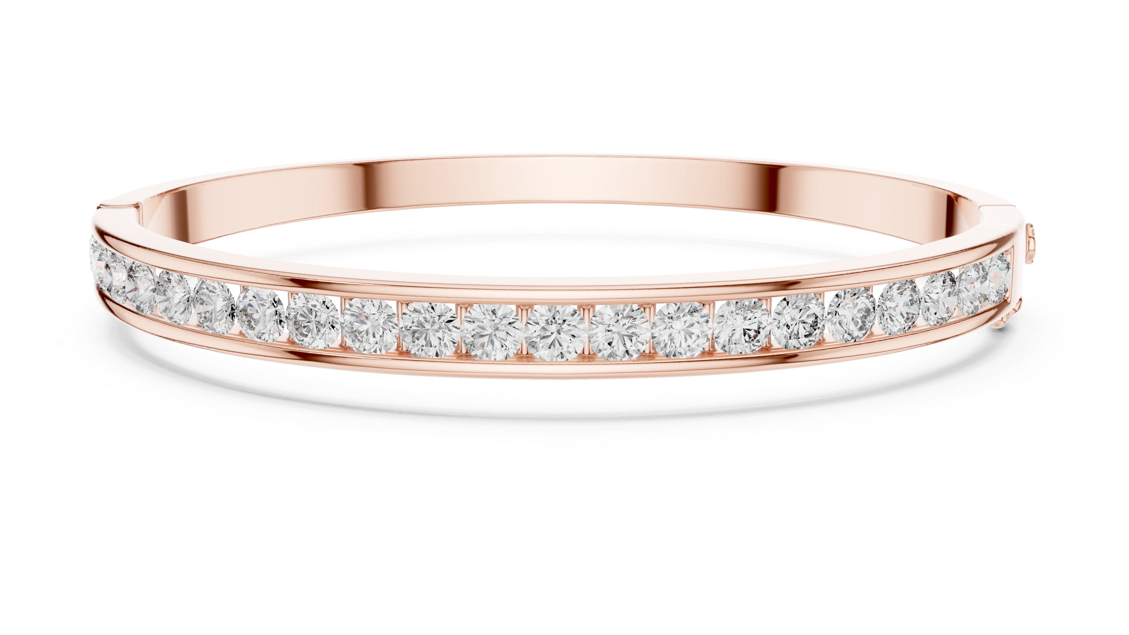 Sleek White Gold Diamond Bangle Bracelet | Channel Set Round Diamonds | Minimal Luxury Design