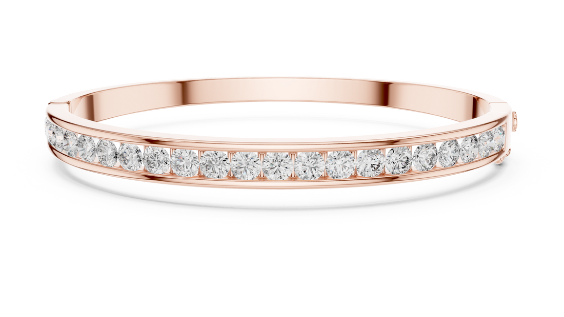 Sleek White Gold Diamond Bangle Bracelet | Channel Set Round Diamonds | Minimal Luxury Design