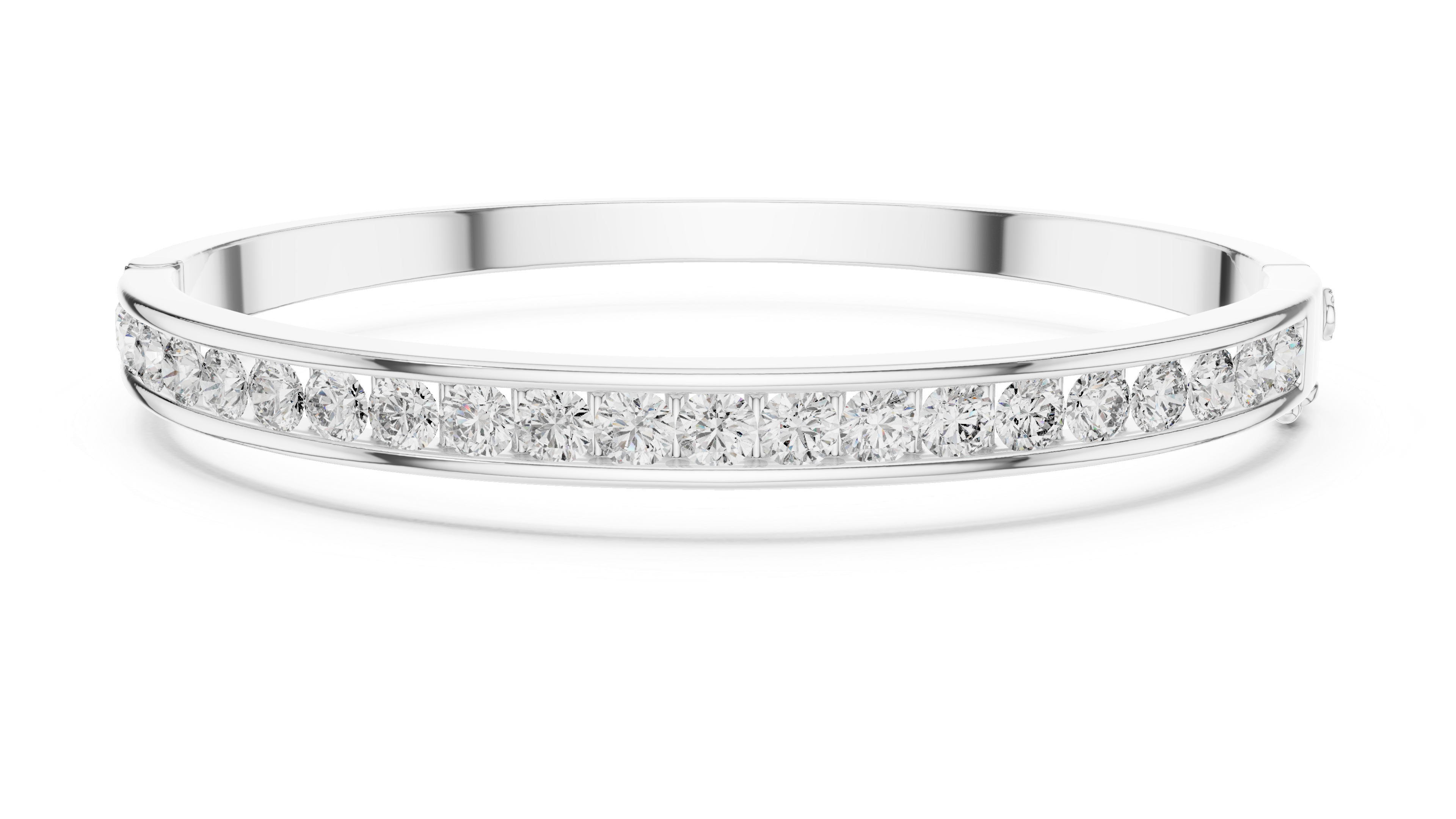 Sleek White Gold Diamond Bangle Bracelet | Channel Set Round Diamonds | Minimal Luxury Design