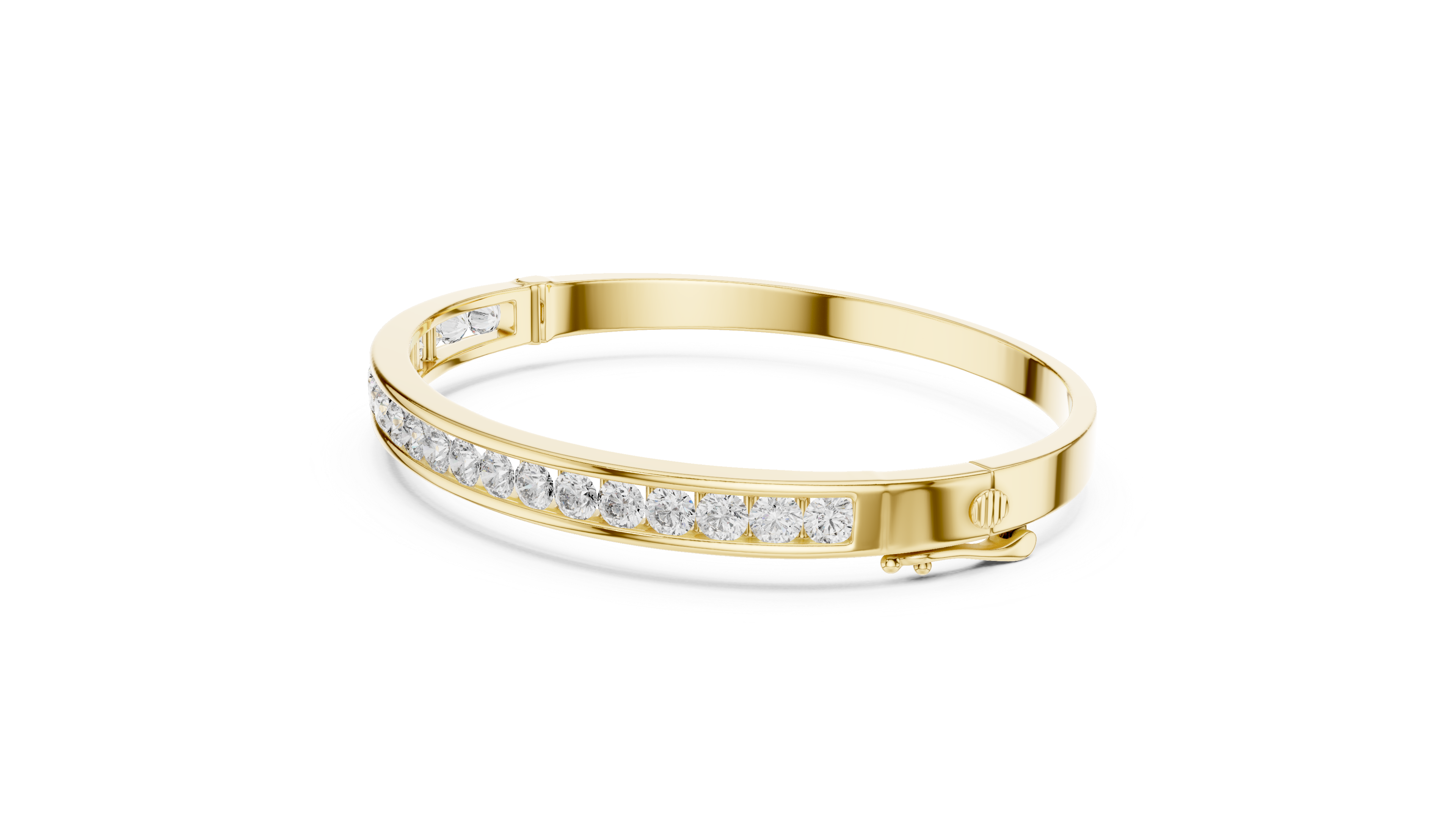 Sleek White Gold Diamond Bangle Bracelet | Channel Set Round Diamonds | Minimal Luxury Design