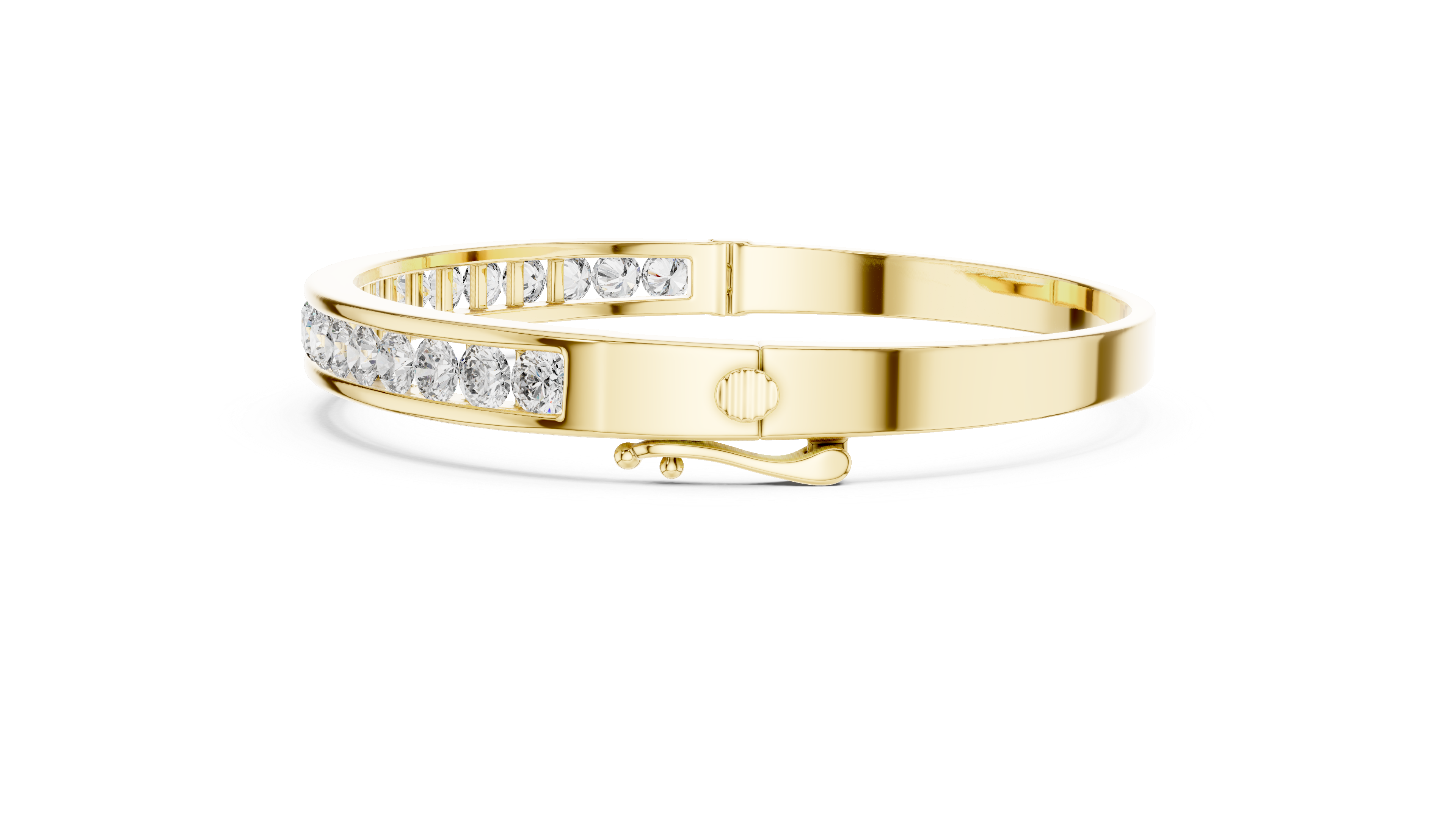 Sleek White Gold Diamond Bangle Bracelet | Channel Set Round Diamonds | Minimal Luxury Design