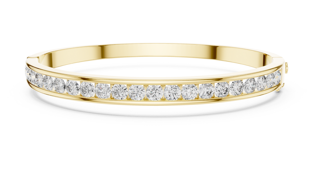 Sleek White Gold Diamond Bangle Bracelet | Channel Set Round Diamonds | Minimal Luxury Design