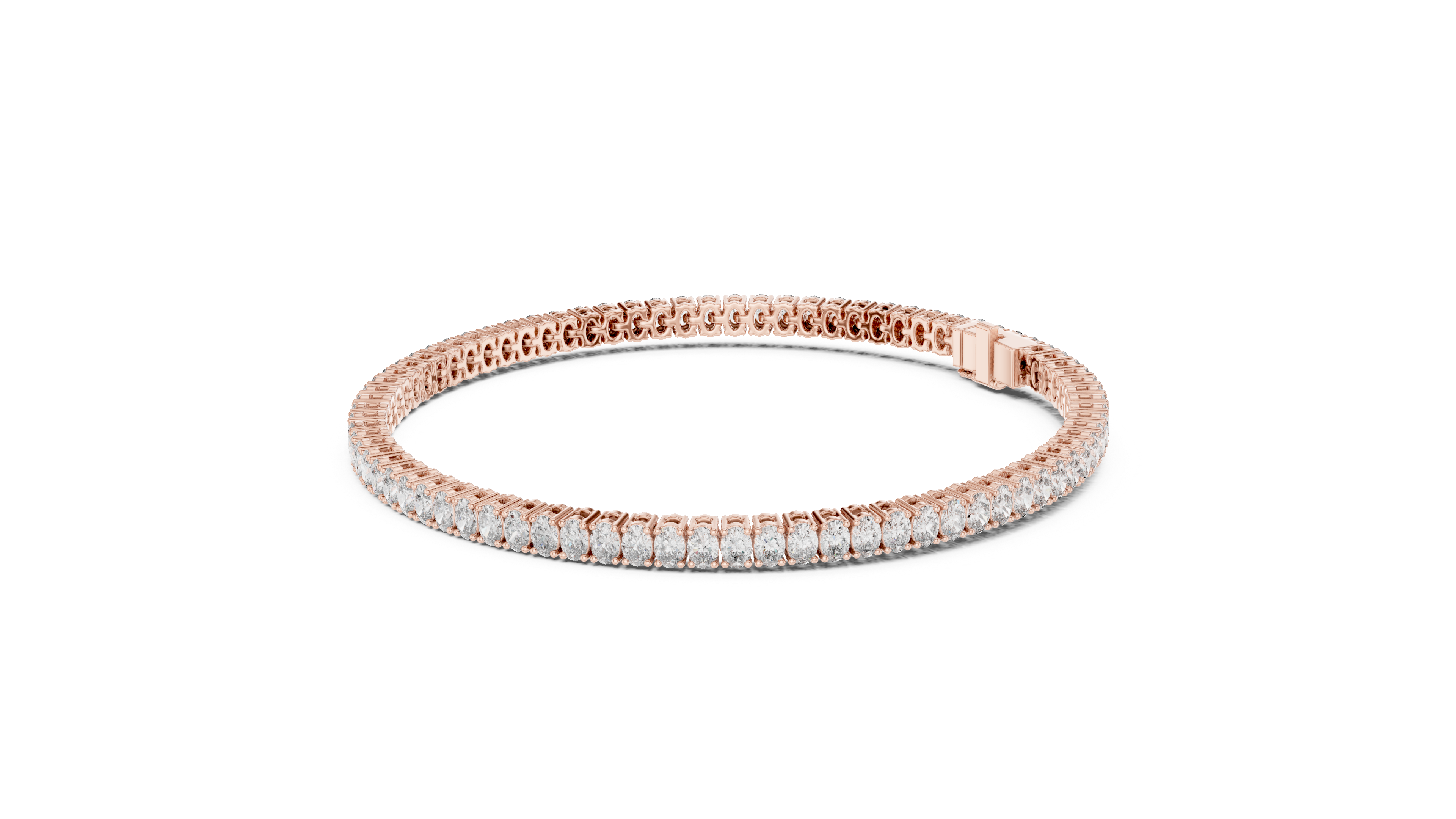 Designer Oval Diamond Tennis Bracelet in White Gold | Full Eternity Style | Luxury Gift for Her