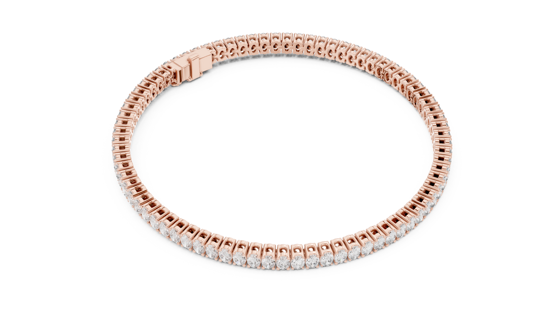 Designer Oval Diamond Tennis Bracelet in White Gold | Full Eternity Style | Luxury Gift for Her