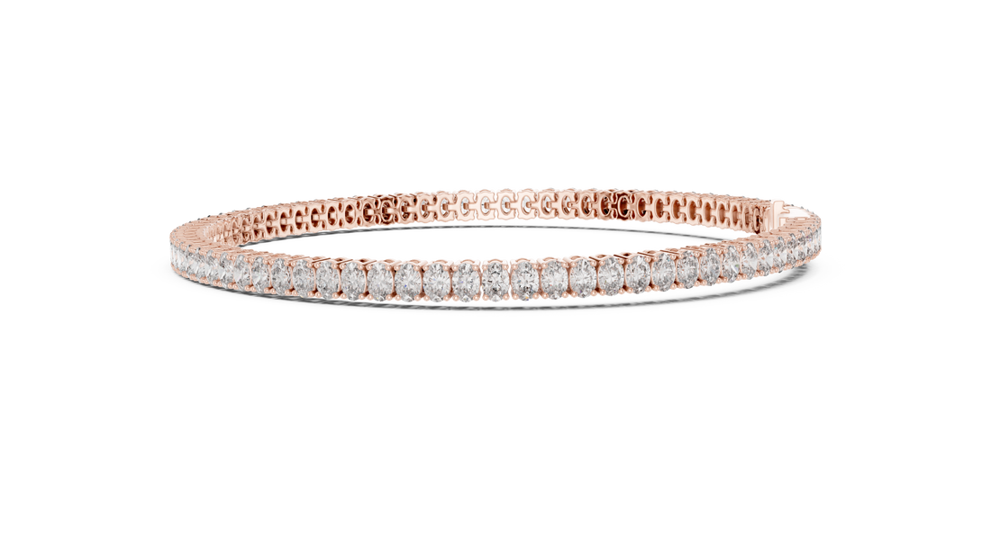 Designer Oval Diamond Tennis Bracelet in White Gold | Full Eternity Style | Luxury Gift for Her