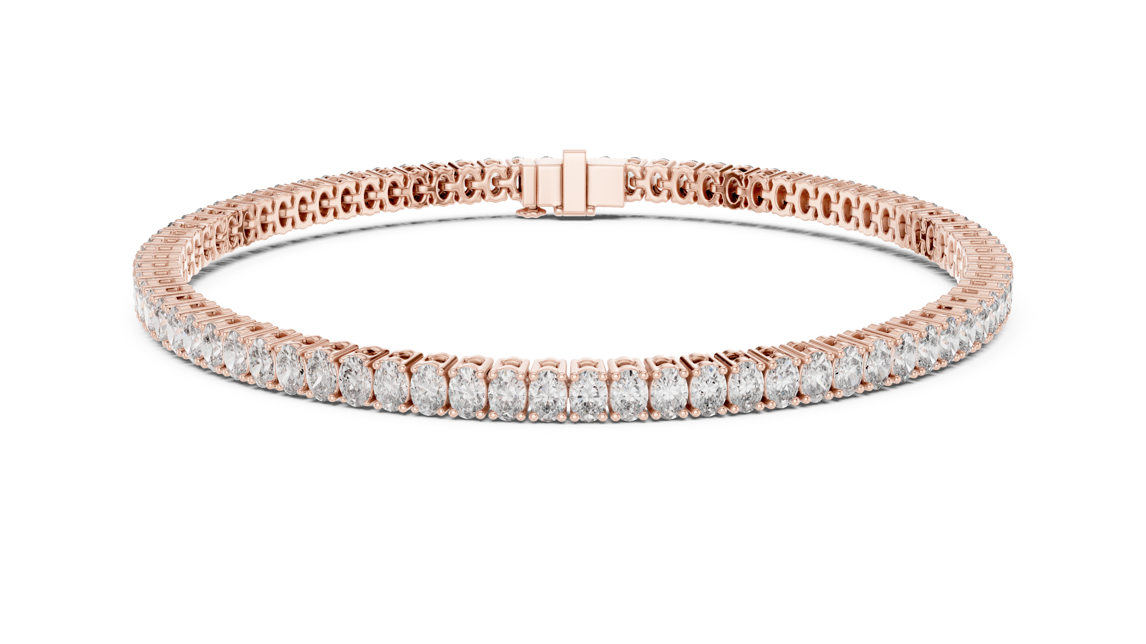 Designer Oval Diamond Tennis Bracelet in White Gold | Full Eternity Style | Luxury Gift for Her